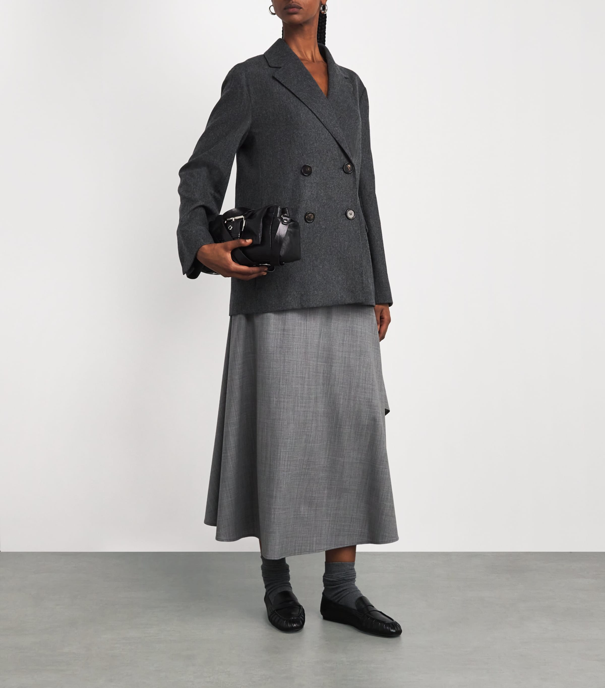 Virgin Wool Double-Breasted Jacket MEDIUM GREY Image 2