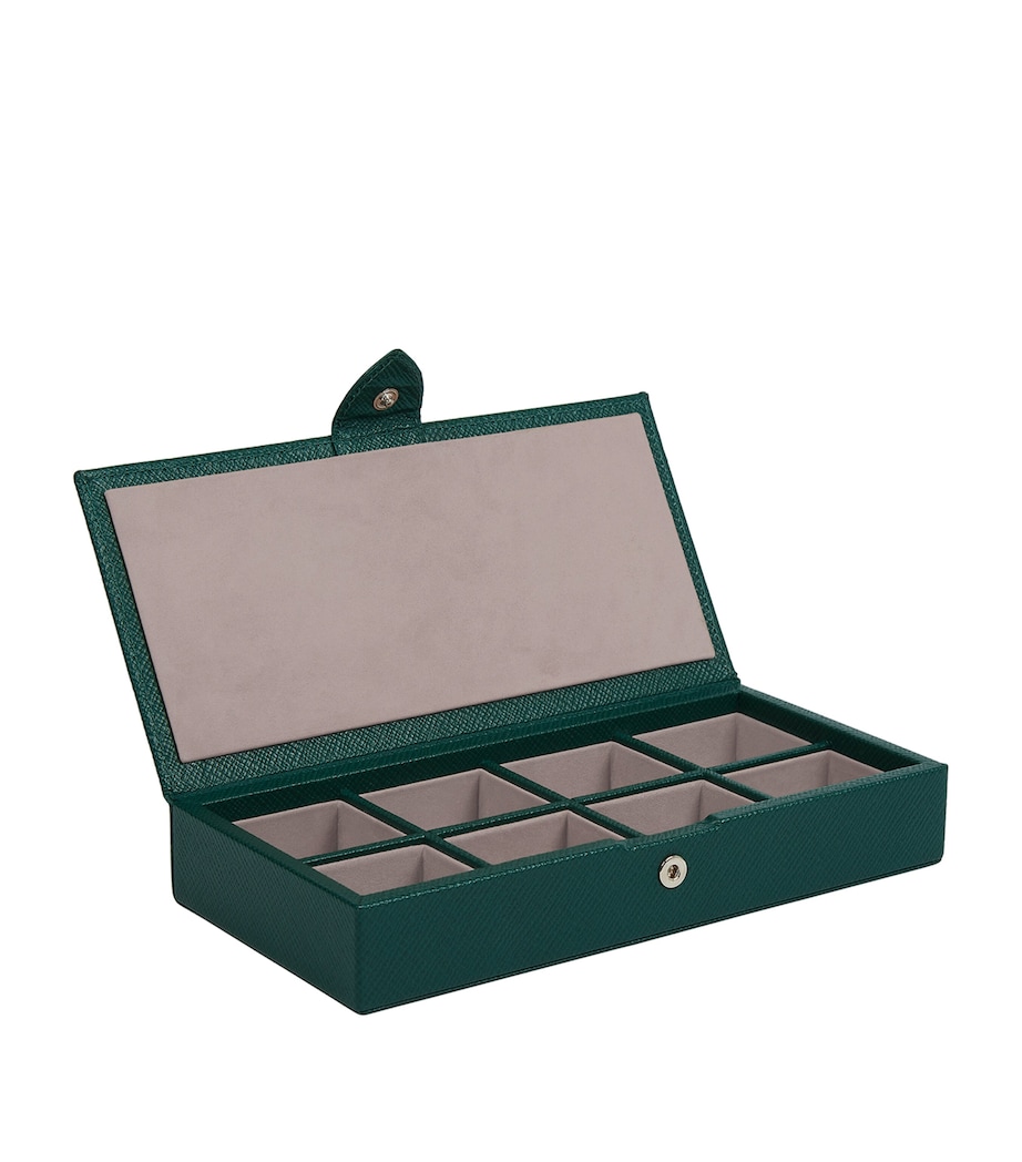 Smythson Leather Panama Cufflink Box Forest Green Image 3