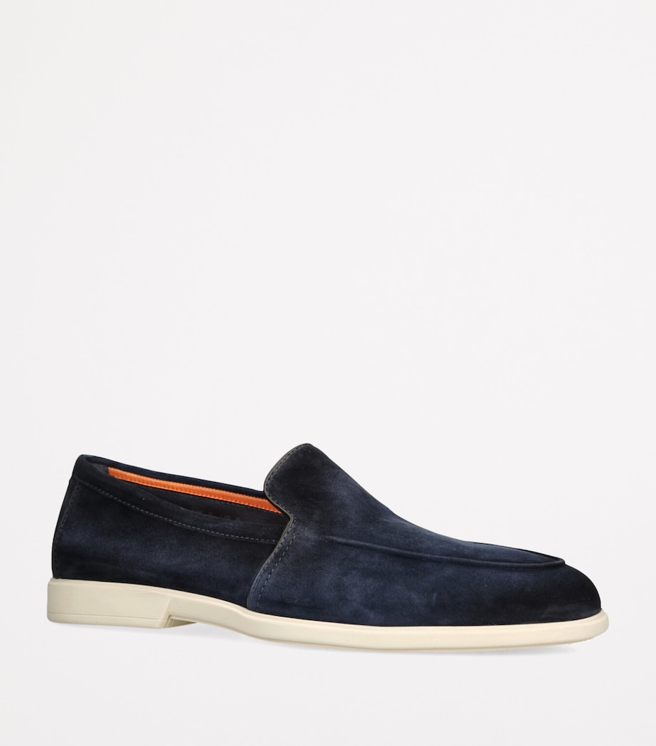 Santoni Suede Malibu Loafers Navy Image 3