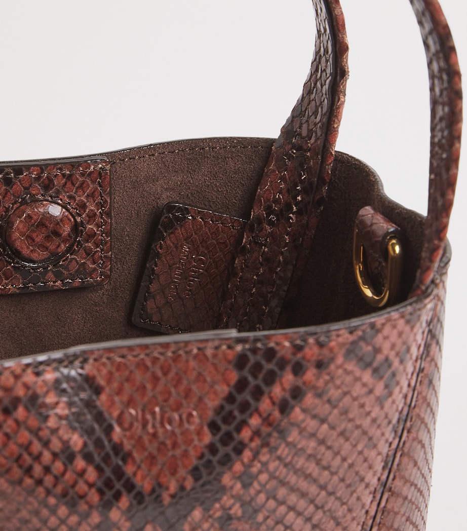 Chloé Small Snakeskin-Effect Spin Tote Bag Rosewood Image 4