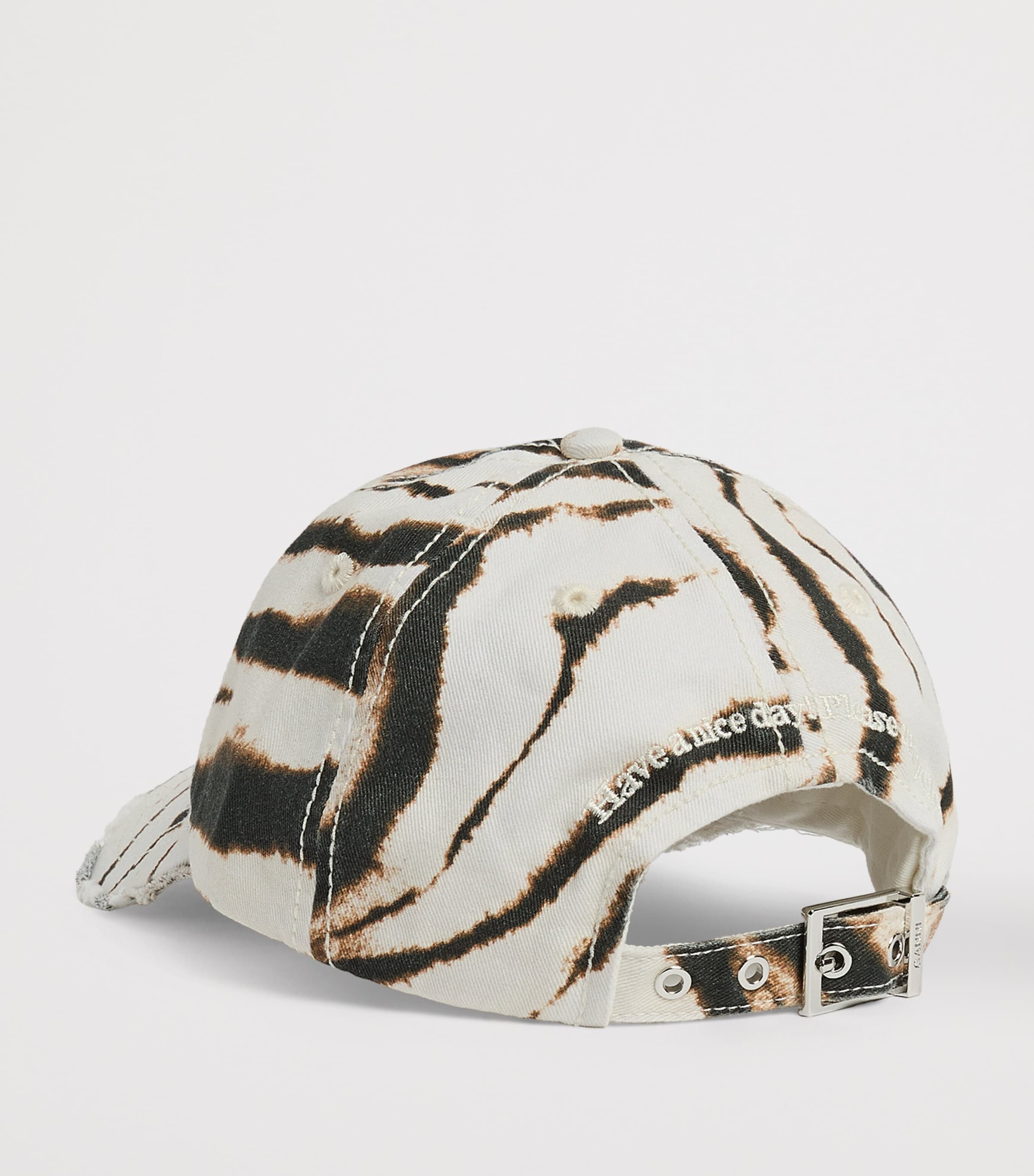 GANNI Organic Canvas Zebra Baseball Cap Egret Image 3
