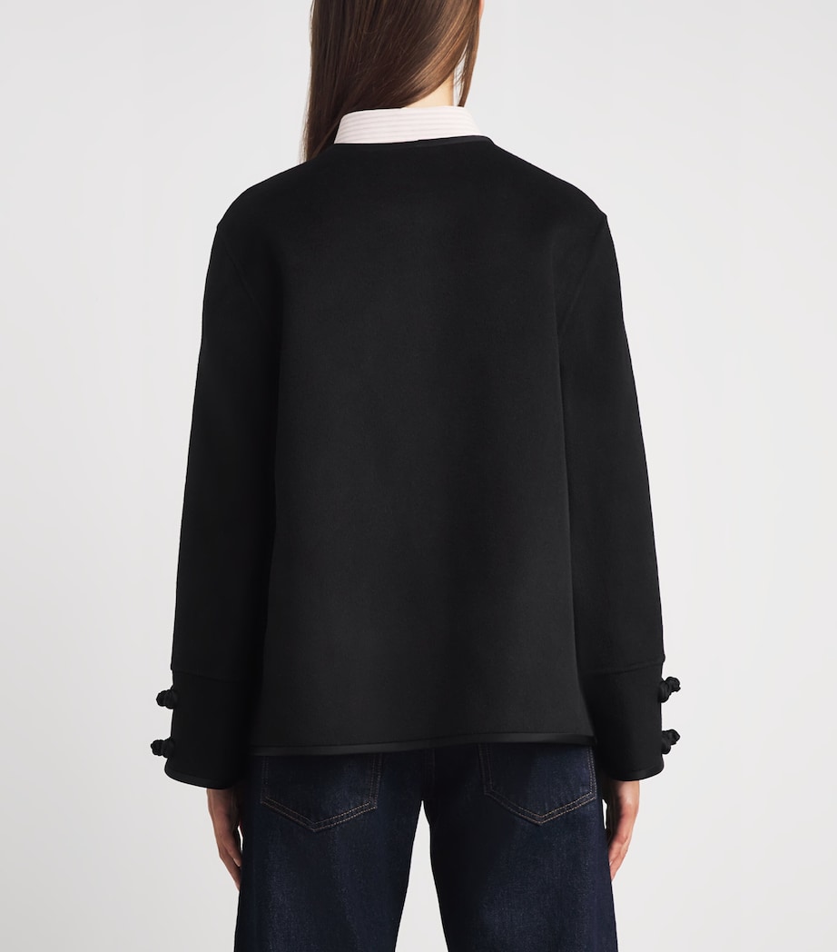 Róhe Womens Double-Faced Wool Pankou-Closure Jacket Black Image 5