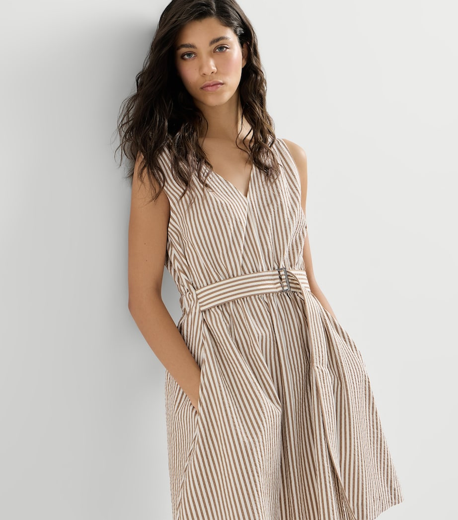 Brunello Cucinelli Womens Seersucker Mini Dress Image 4