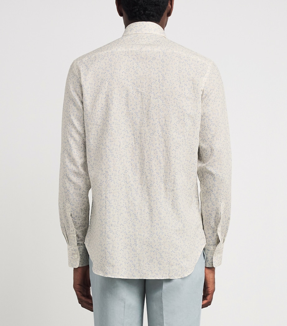 Canali Mens Linen-Cotton Printed Shirt Image 5