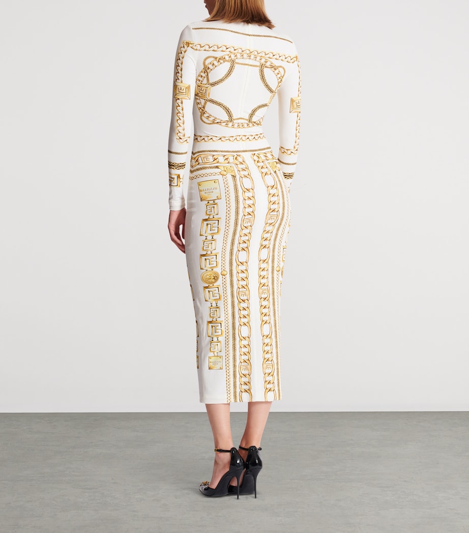 Jersey Chain Print Maxi Dress GAD BLANC/OR Image 5