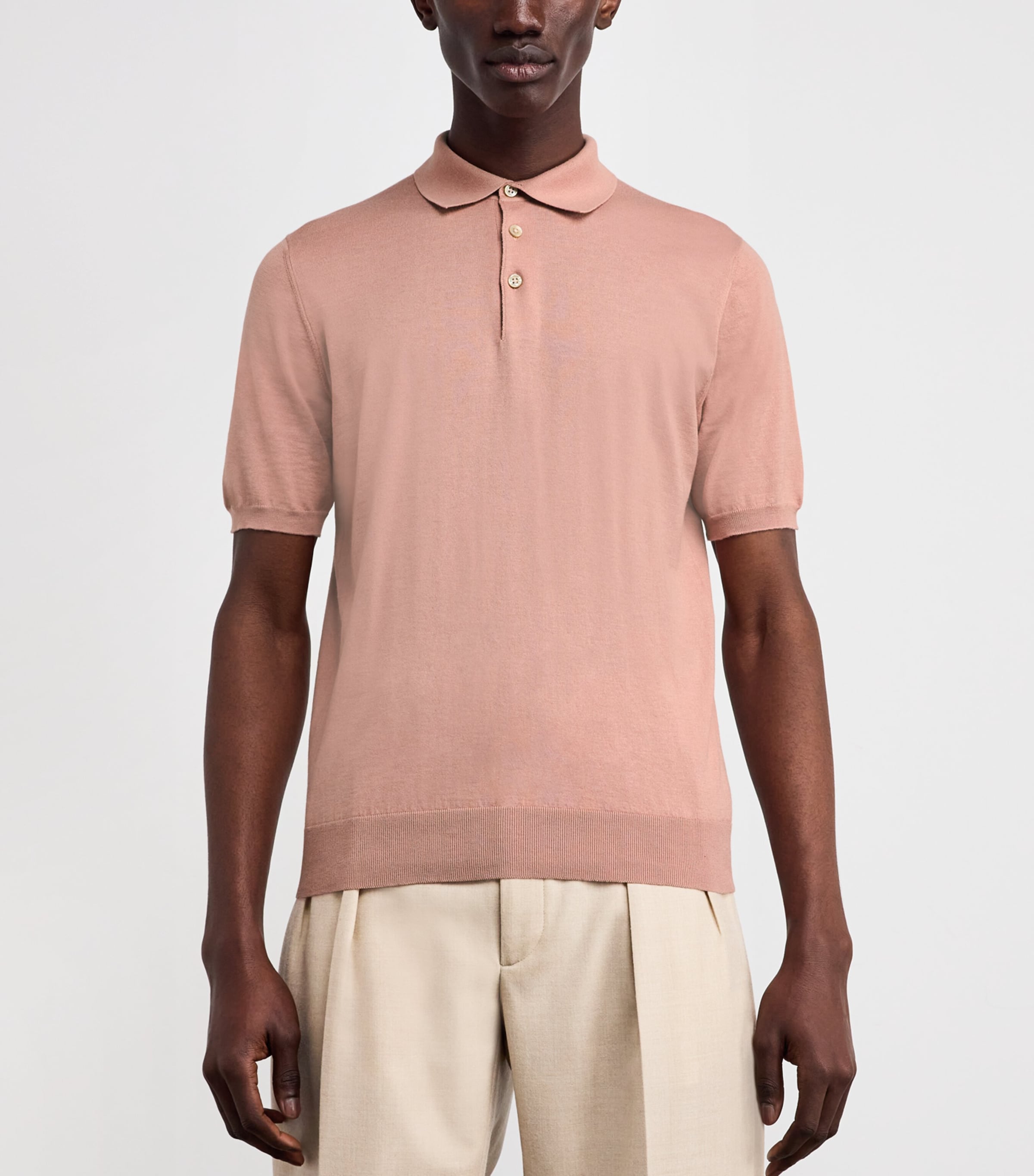 Cotton-Cashmere Polo Shirt E.9-ROSA Image 3