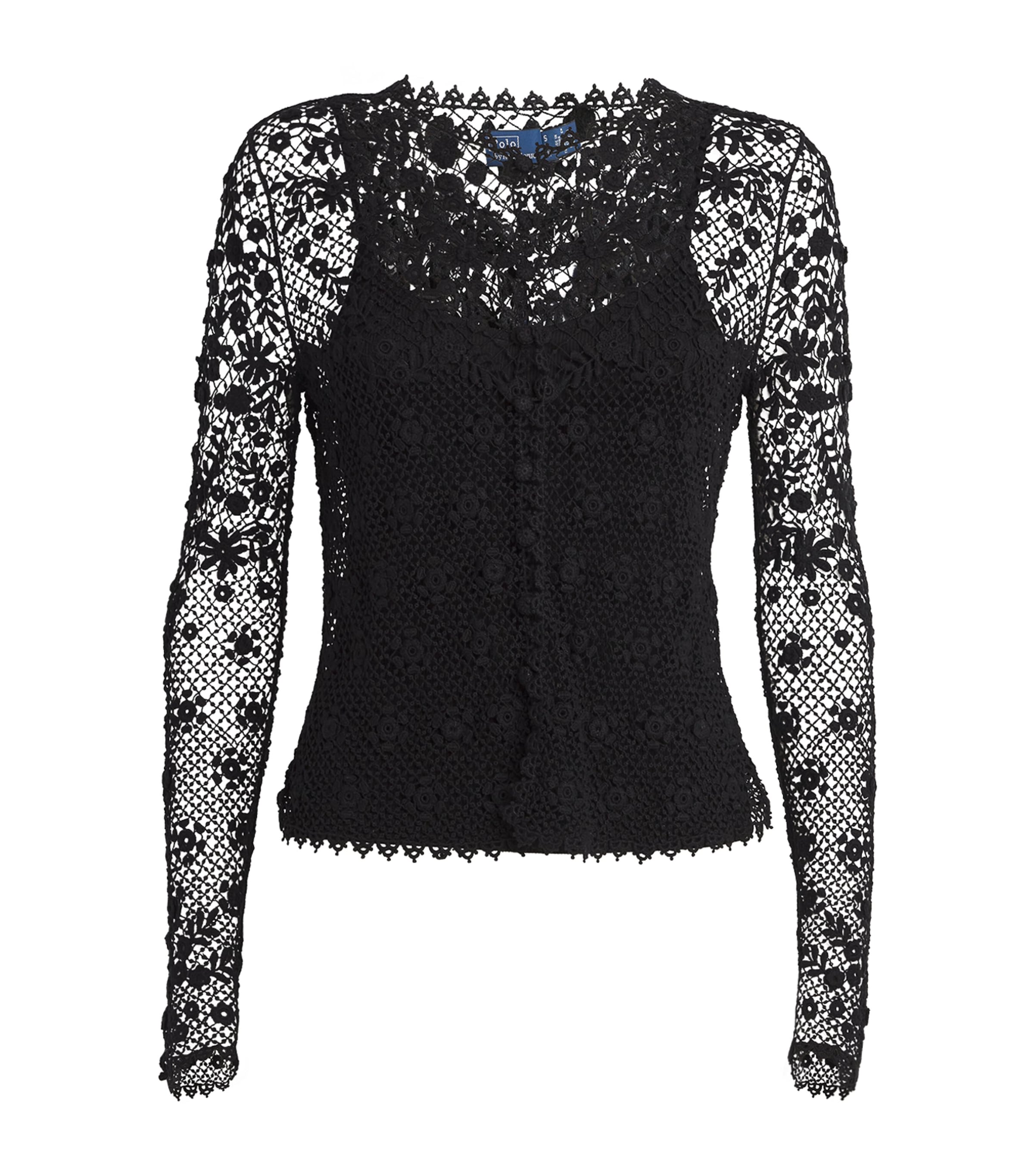 Polo Ralph Lauren Cotton Lace Cardigan In Black