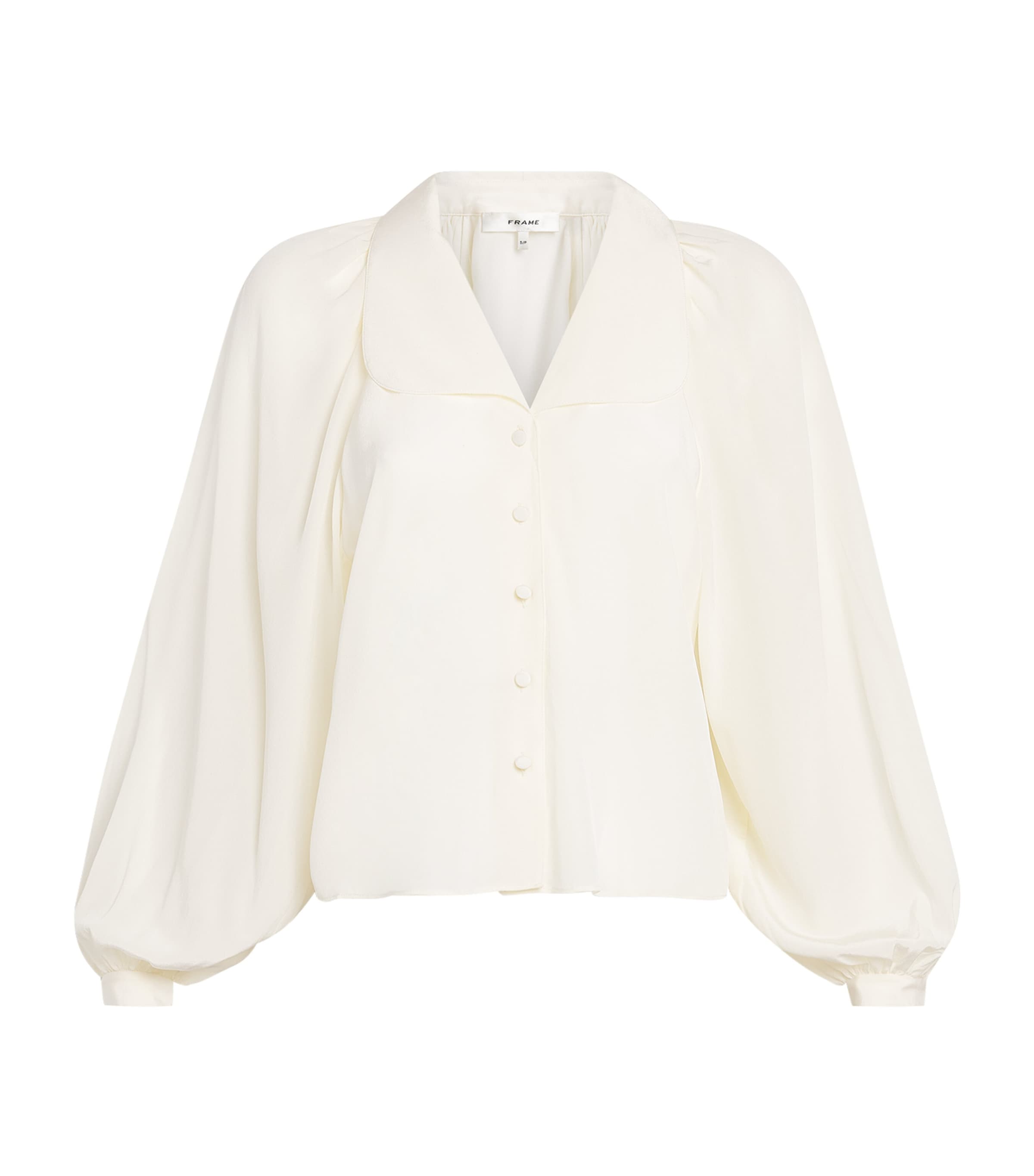 FRAME Womens Silk The Gala Shirt Cream Image 1