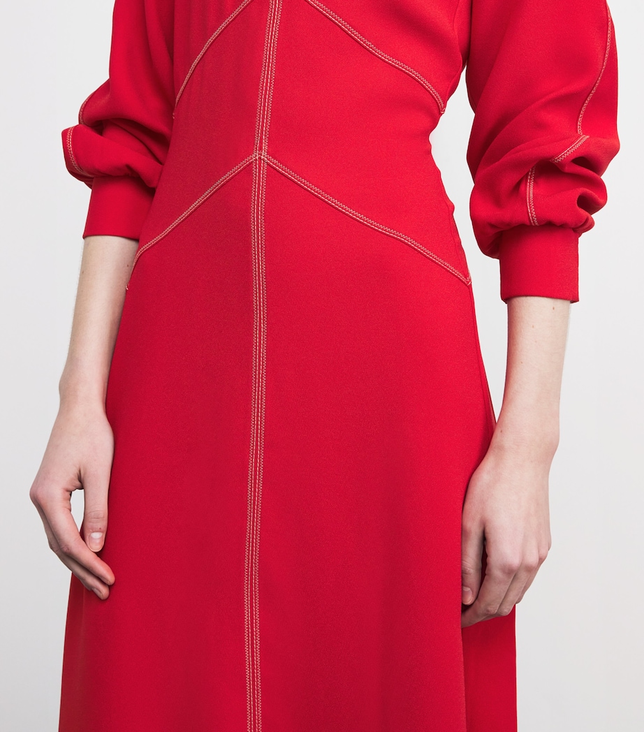 Contrast-Stitch Panelled Maxi Dress TRUE SCARLET RED Image 6