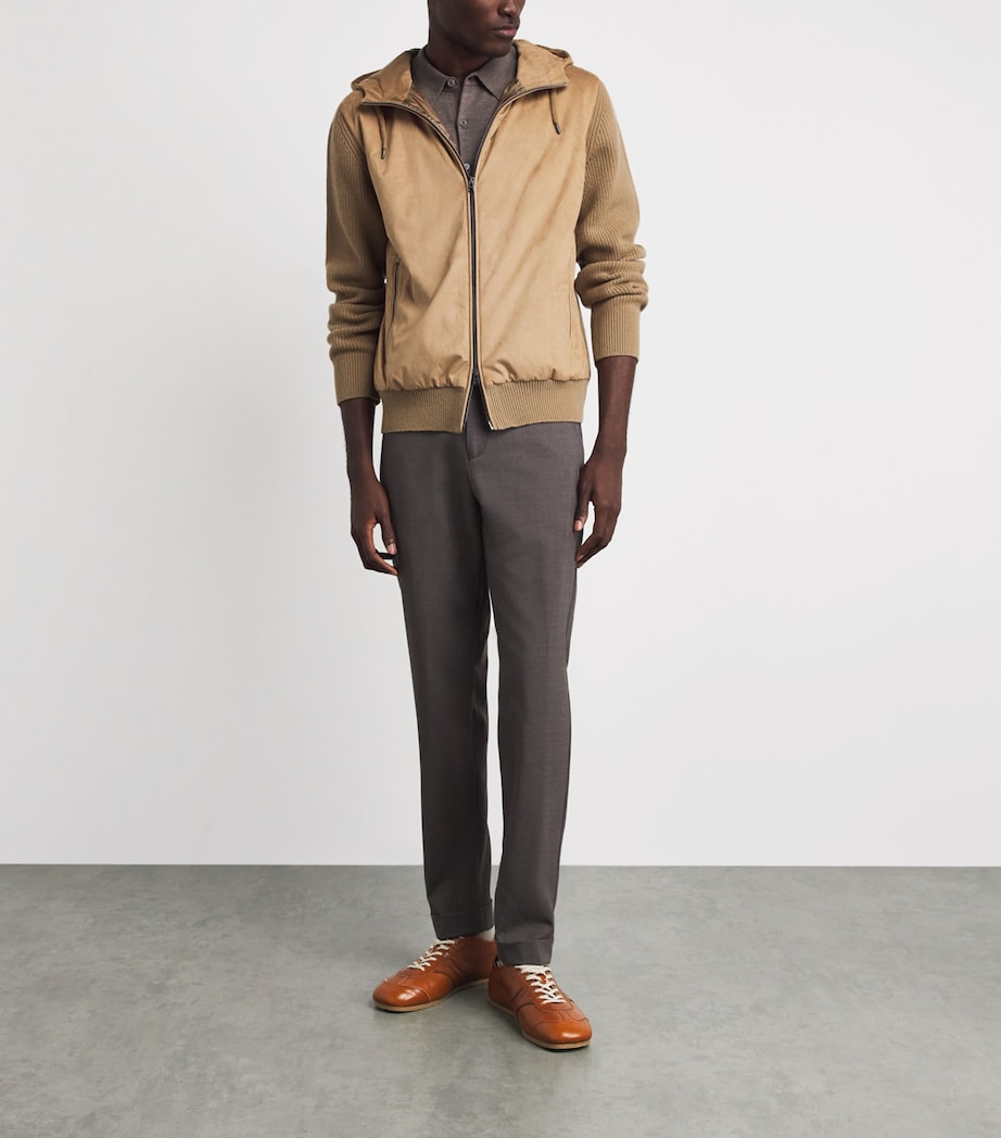 Herno Mens Wool Hybrid Hooded Jacket Cammello Image 2