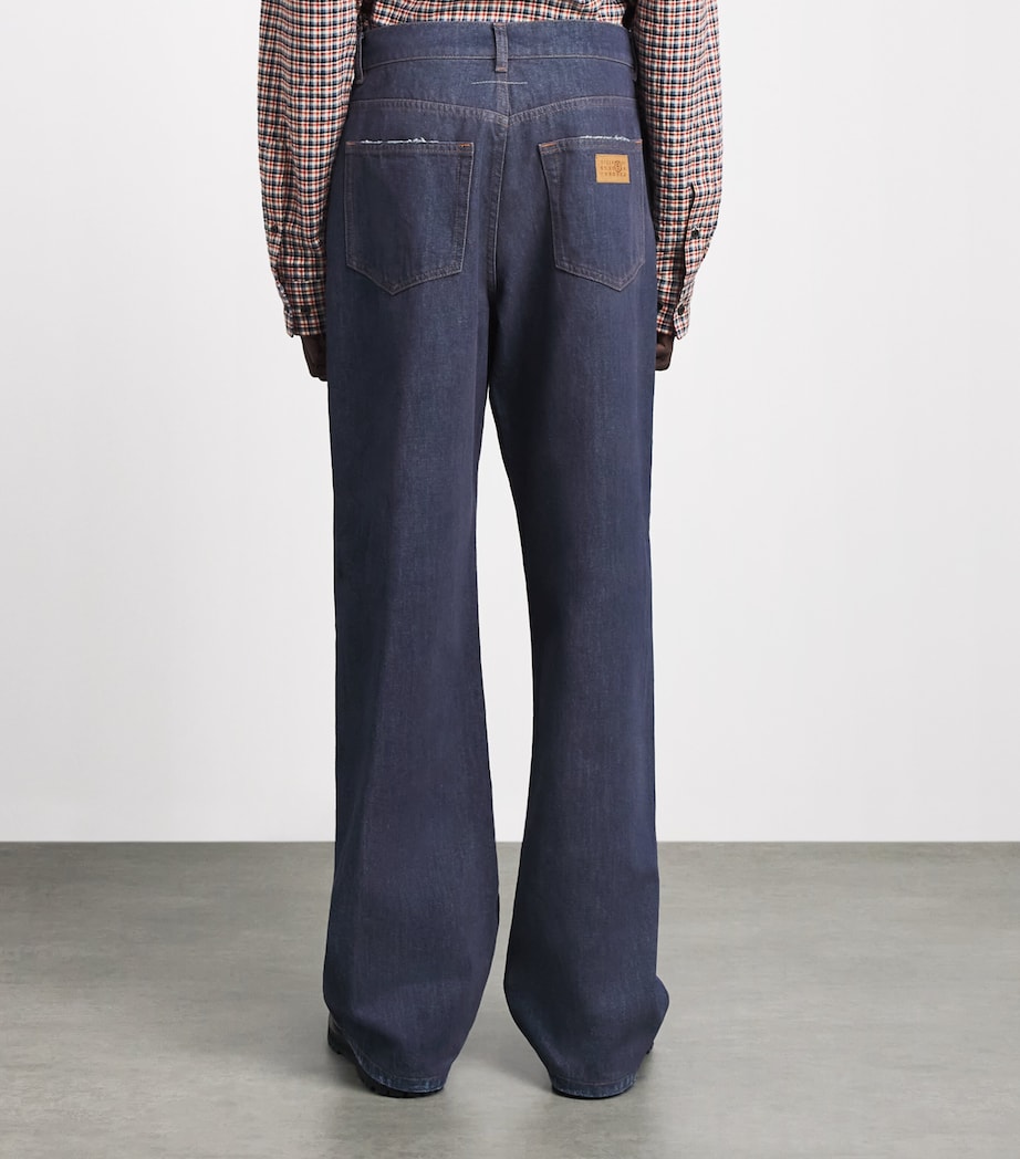 MM6 Maison Margiela Mens Ripped Wide-Leg Jeans Blue Image 5
