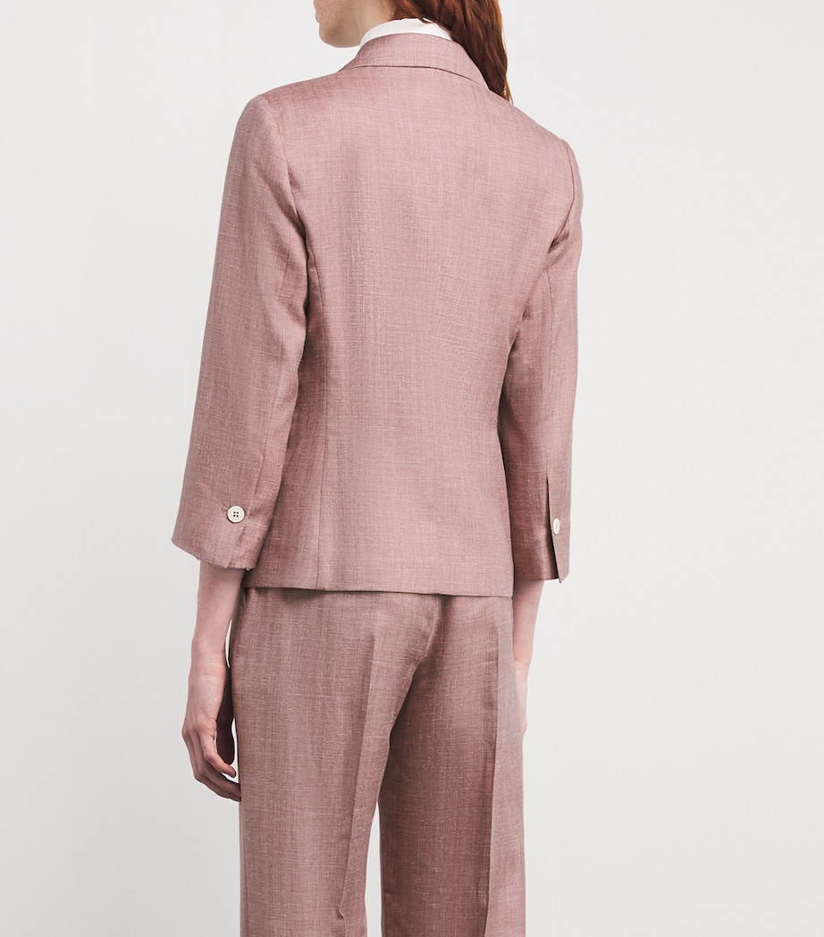 Wool-Silk-Linen Double-Breasted Blazer ANTICO Image 4