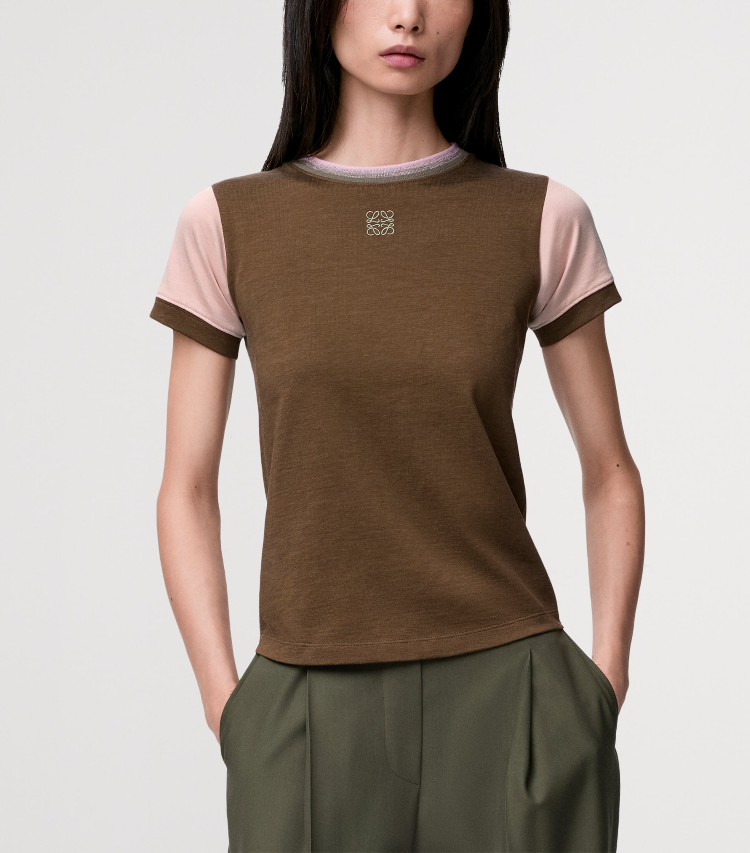 Stretch-Cotton Anagram T-Shirt KHAKI GREEN Image 3