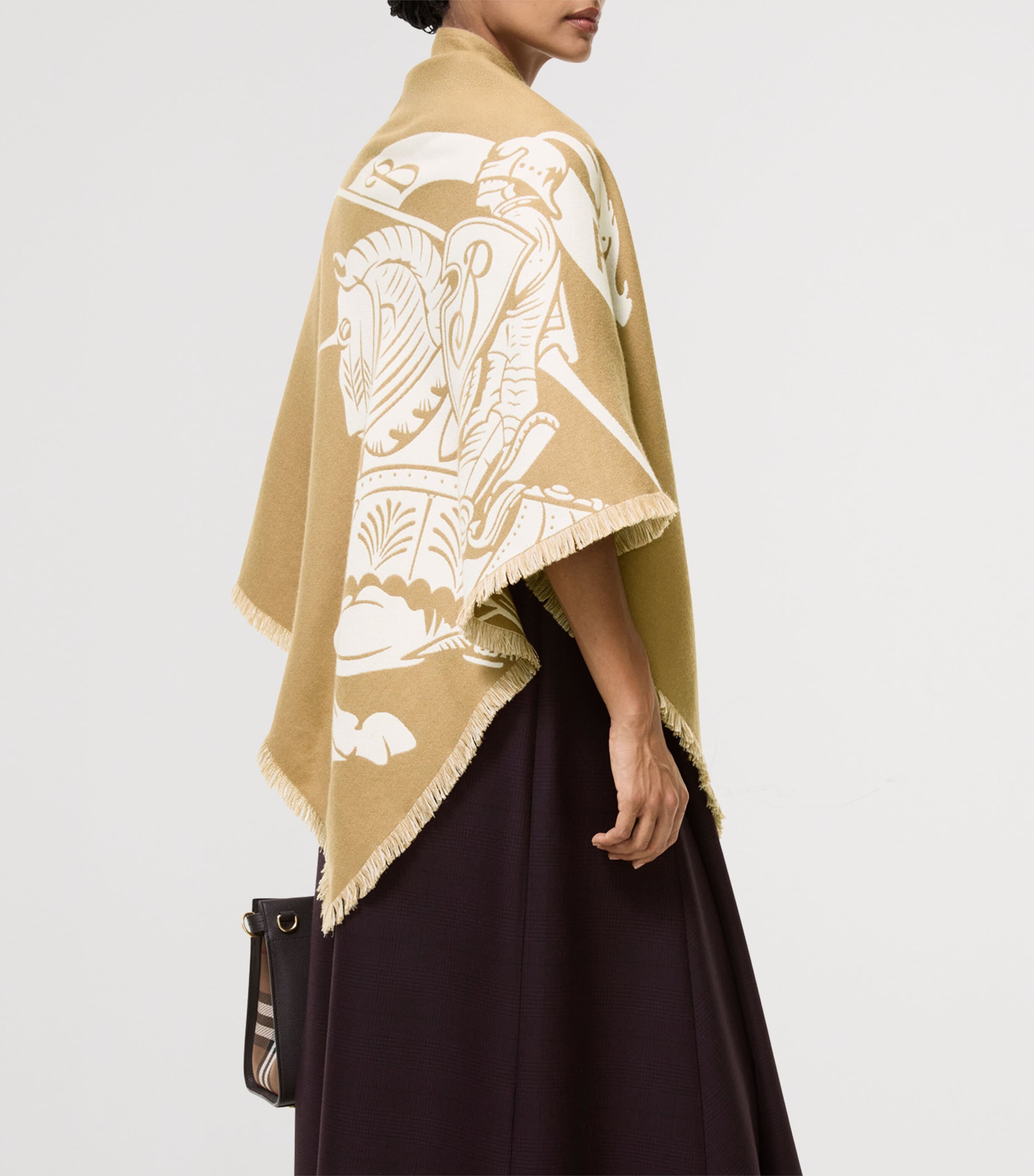 Burberry Wool-Silk-Cashmere Equestrian Knight Design Cape Sand/neutral Image 3