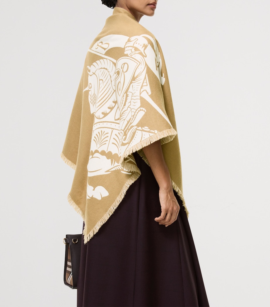 Burberry Wool-Silk-Cashmere Equestrian Knight Design Cape Sand/neutral Image 3