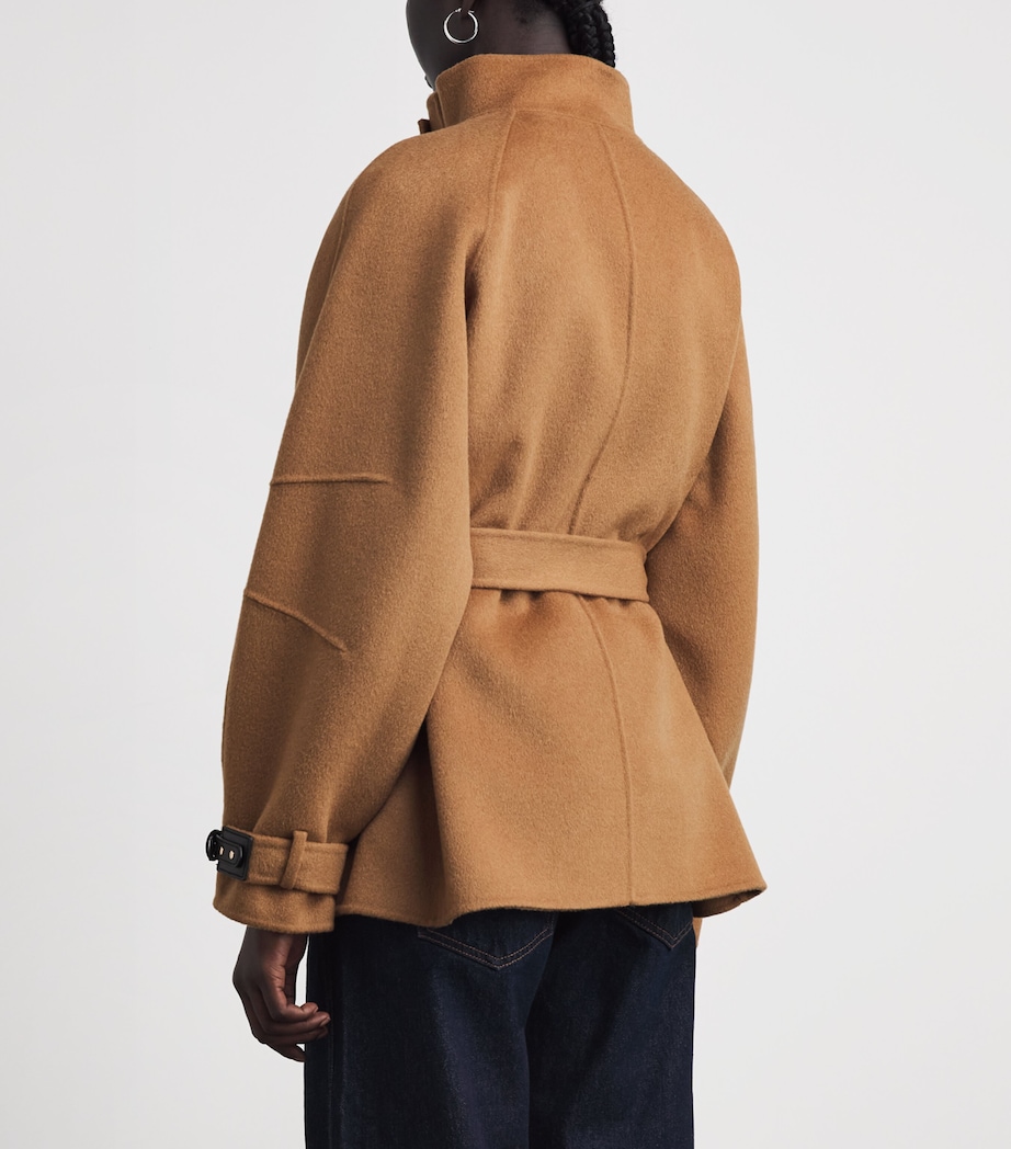 Maje Womens Wool-Blend Belted Mid-Length Coat Camel Image 5