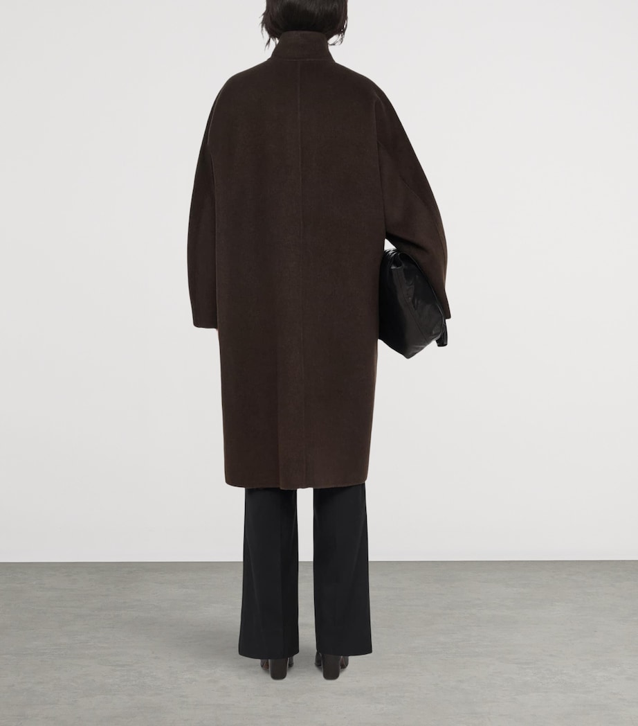 AllSaints Womens Wool-Blend Effie Coat Espresso Brown Image 7