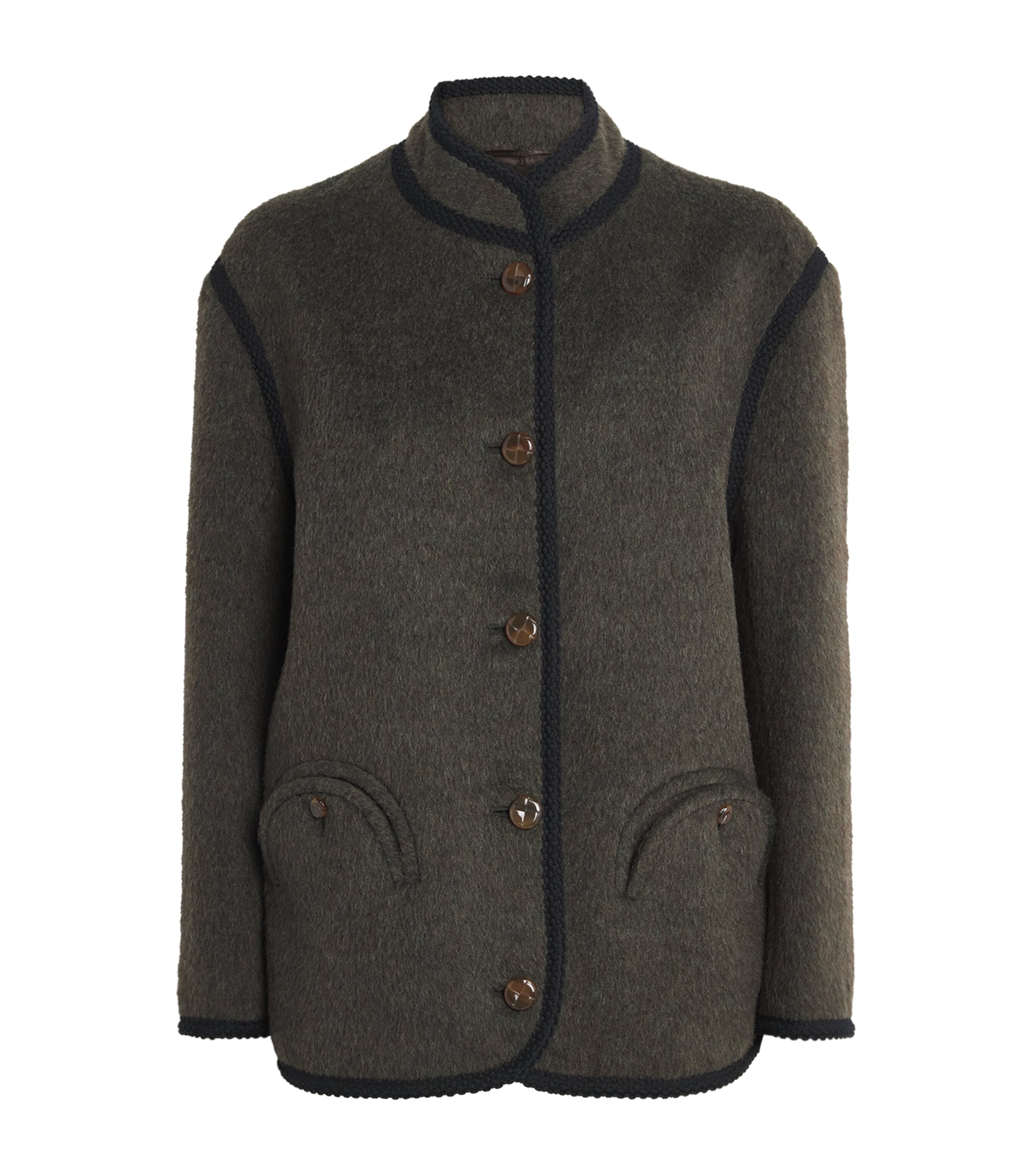 Blazé Milano Mohair-wool-blend Curly Jacket In Green