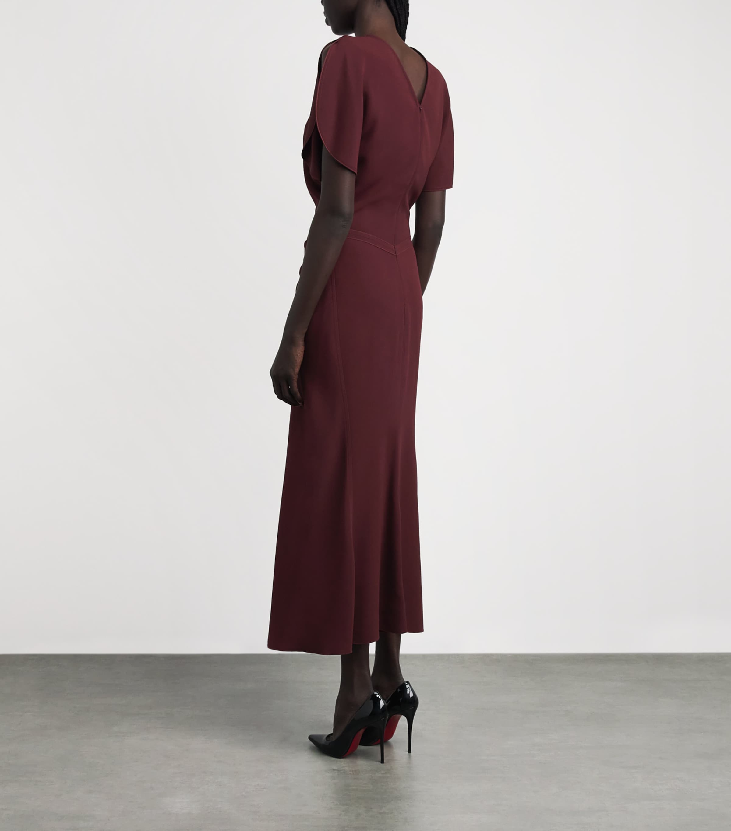 Victoria Beckham Womens Cady Bela Midi Dress Burgundy Image 4