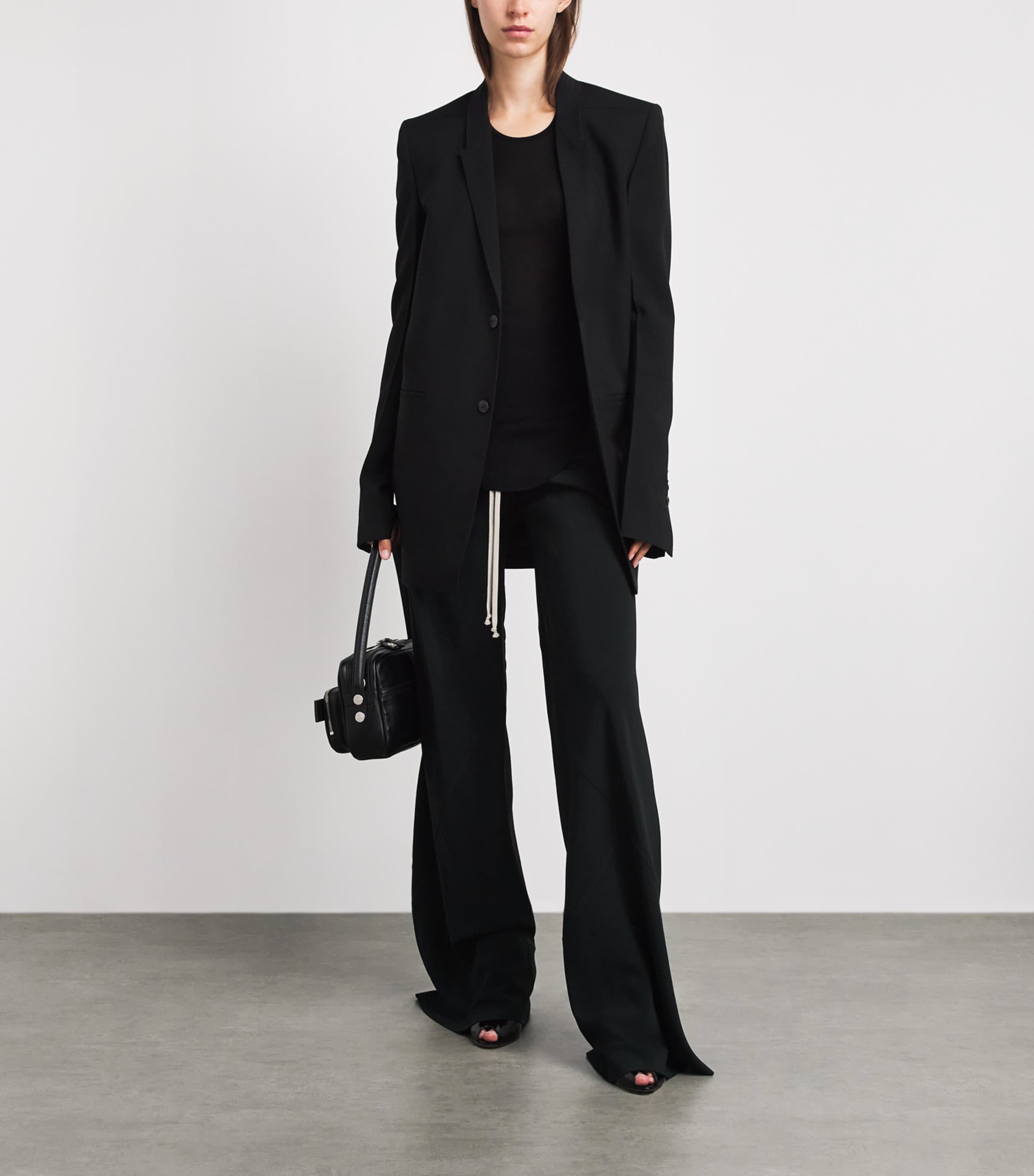 Rick Owens Womens Wide-Leg Drawstring Trousers Black Image 2