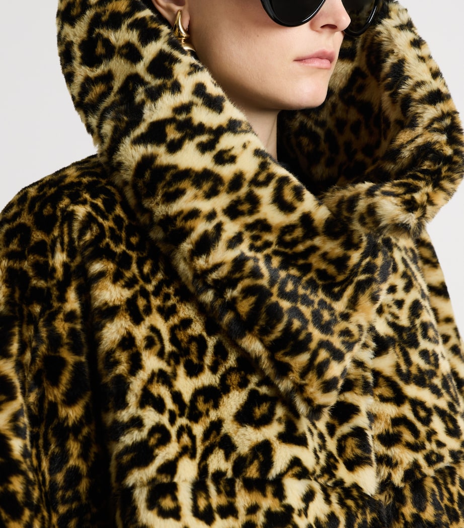 Givenchy Womens Faux Fur Leopard-Print Coat Image 7