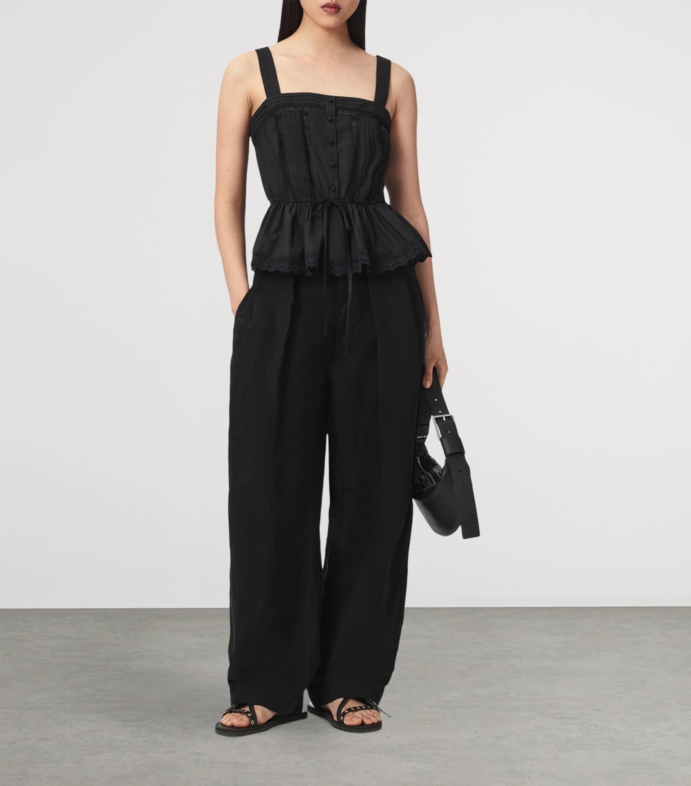 AllSaints Womens Organic Cotton Gwen Top Black Image 5