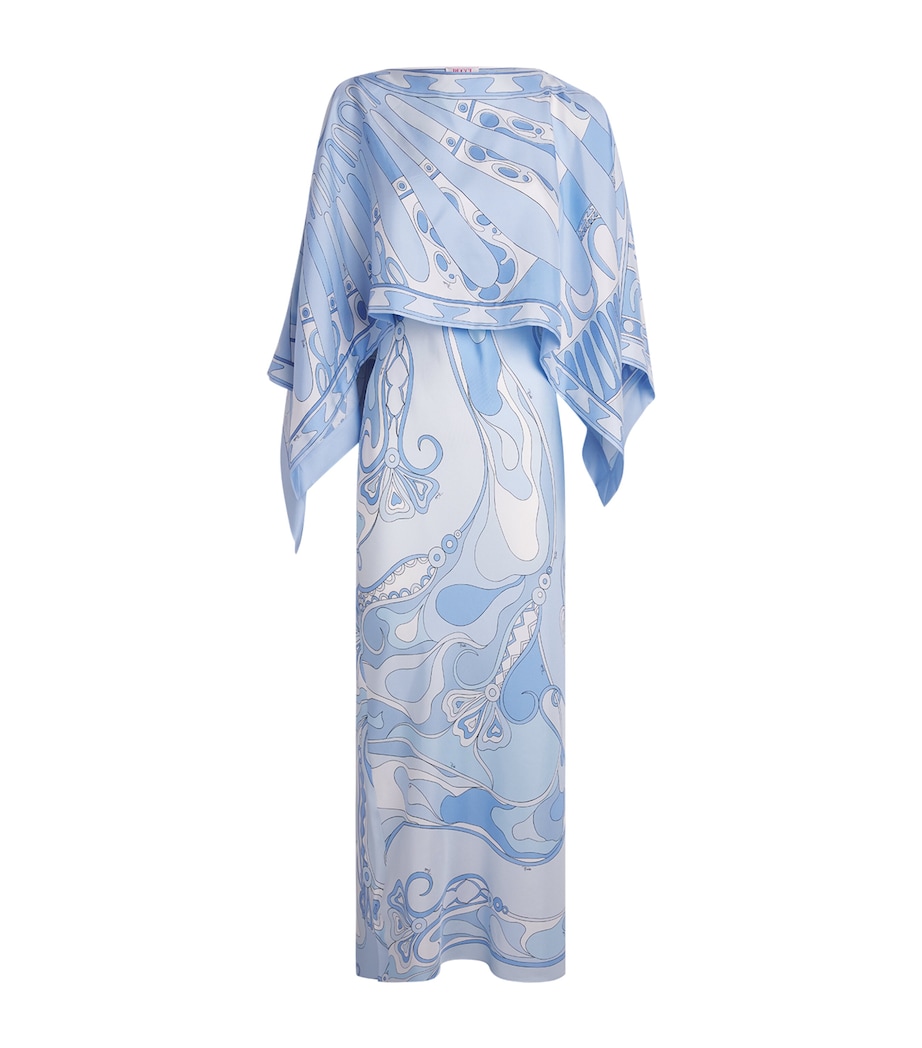 PUCCI Womens Silk Orchidee Cape Maxi Dress Pale Image 1