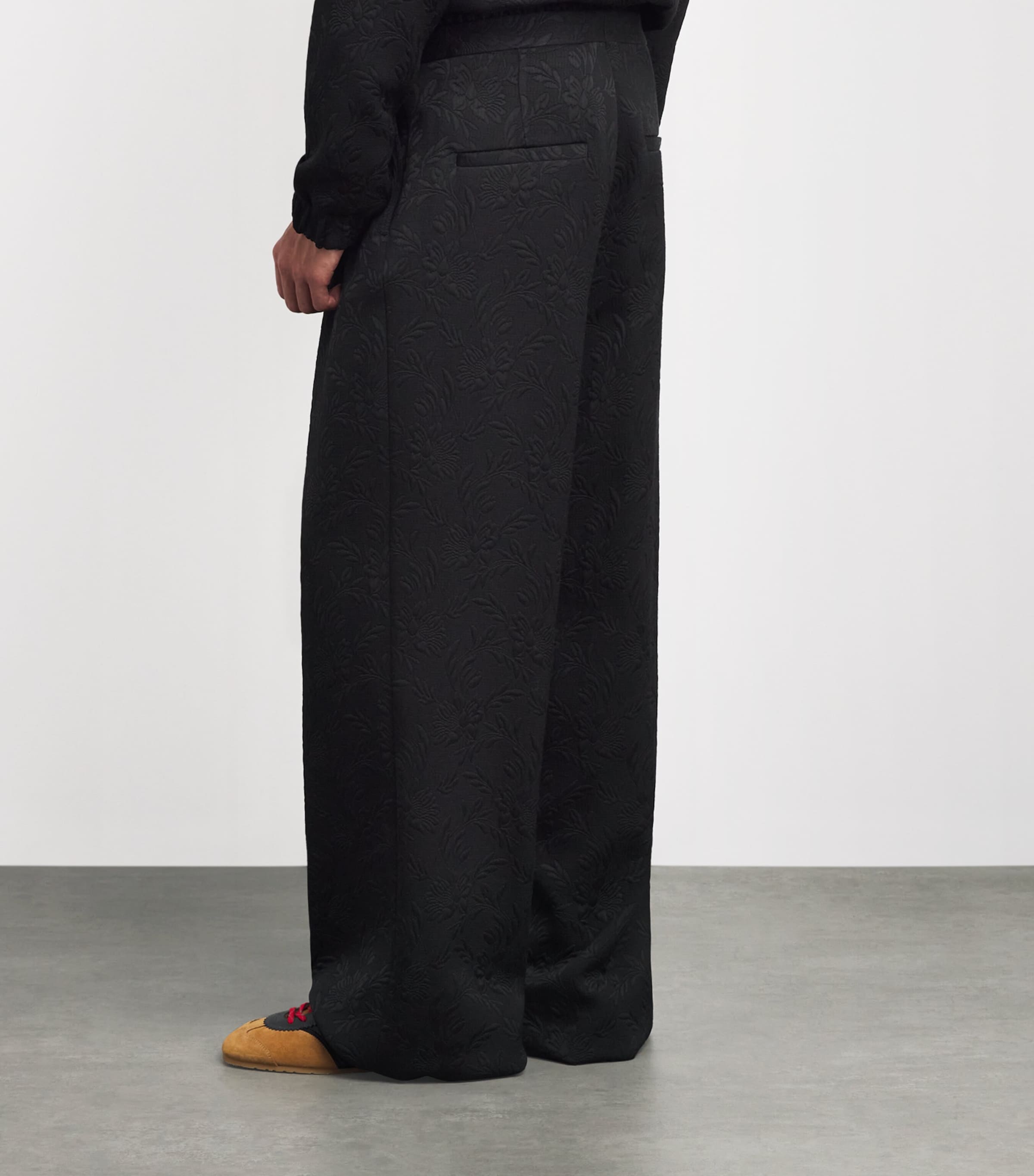 Floral Jacquard Trousers 900 BLACK Image 4