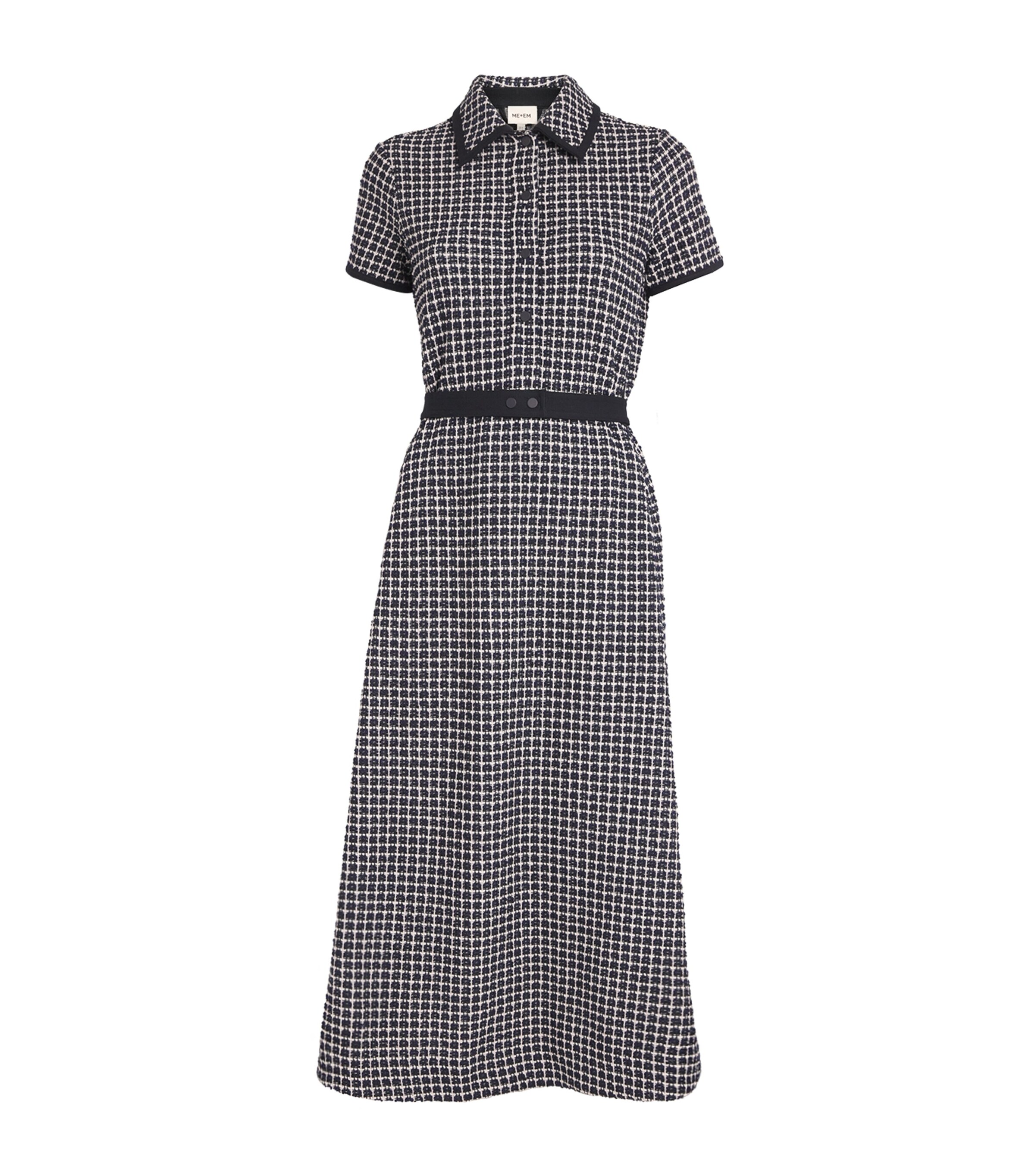 ME+EM Womens Jacquard Midi Shirt Dress Navy Multi Image 1