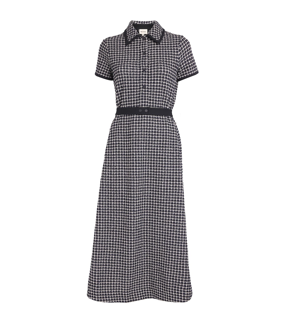 ME+EM Womens Jacquard Midi Shirt Dress Navy Multi Image 1