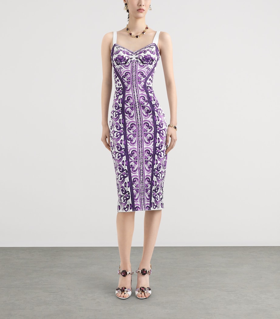 Majolica Print Midi Dress MIX MAIOLICA VIOLA Image 2