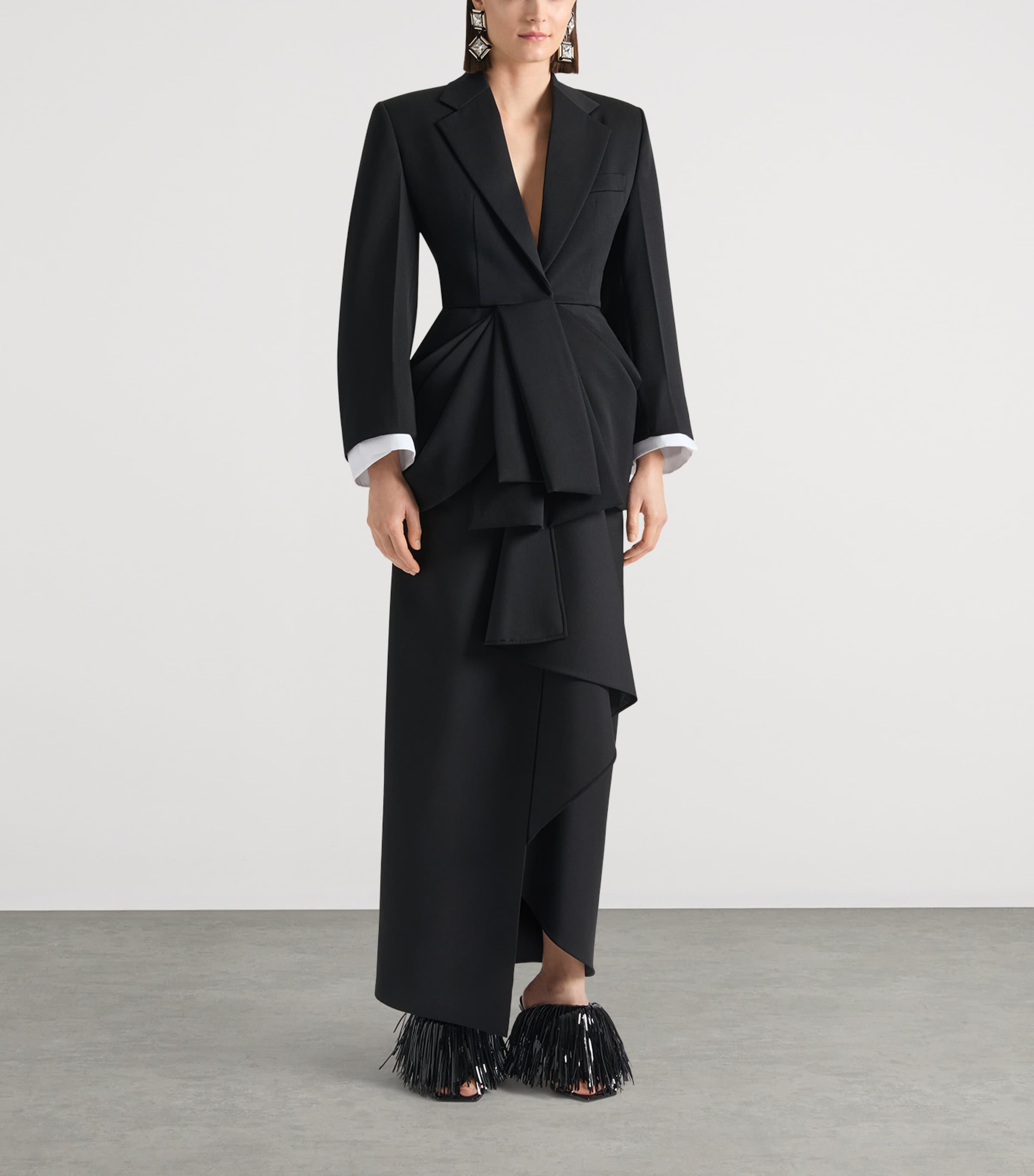 Givenchy Womens Wool-Mohair Wrap Maxi Skirt Black Image 2