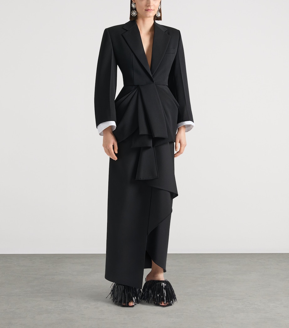 Givenchy Womens Wool-Mohair Wrap Maxi Skirt Black Image 2