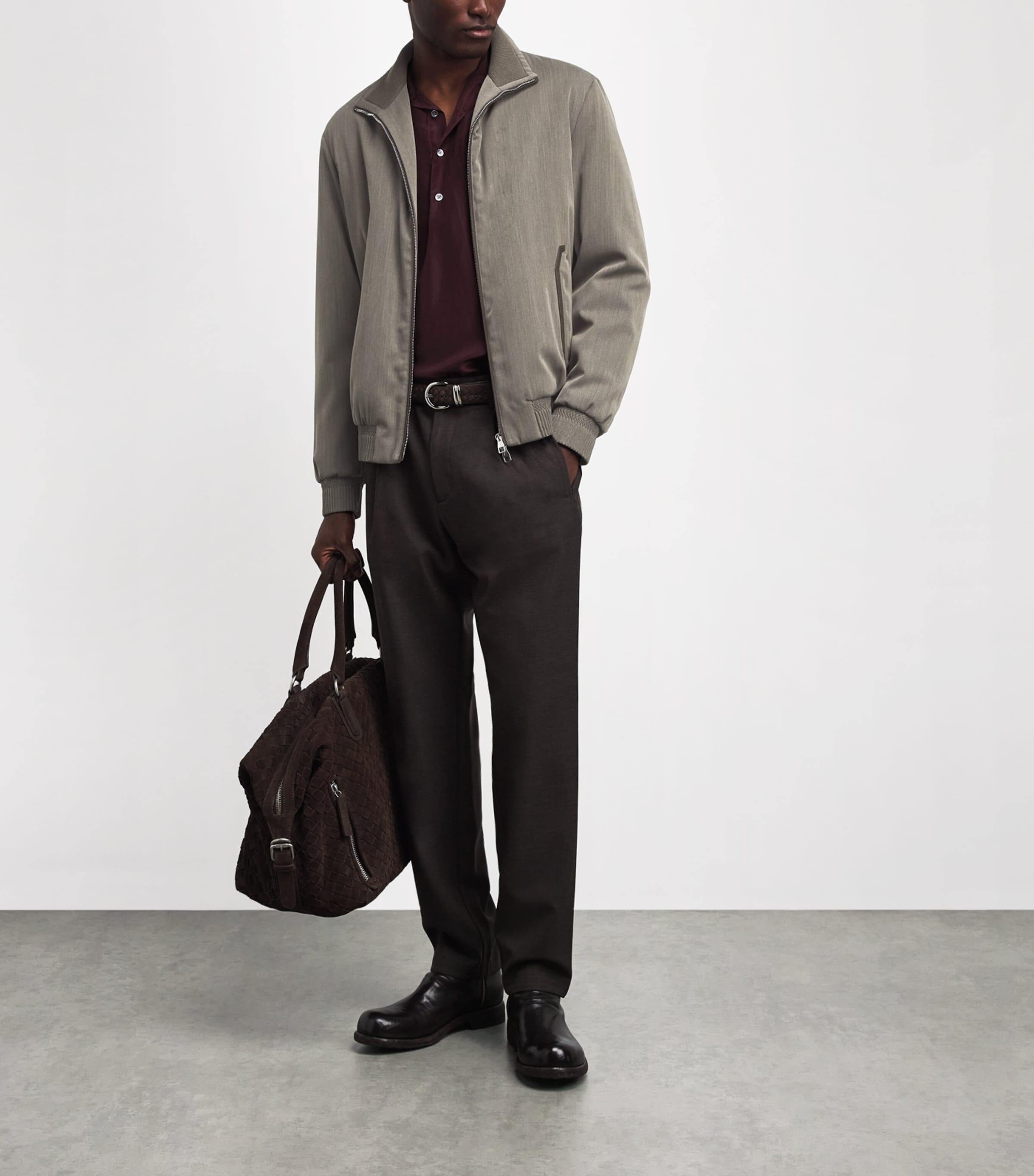 Brett Johnson Mens Wool-Blend Bomber Jacket Verde Lieve Image 2