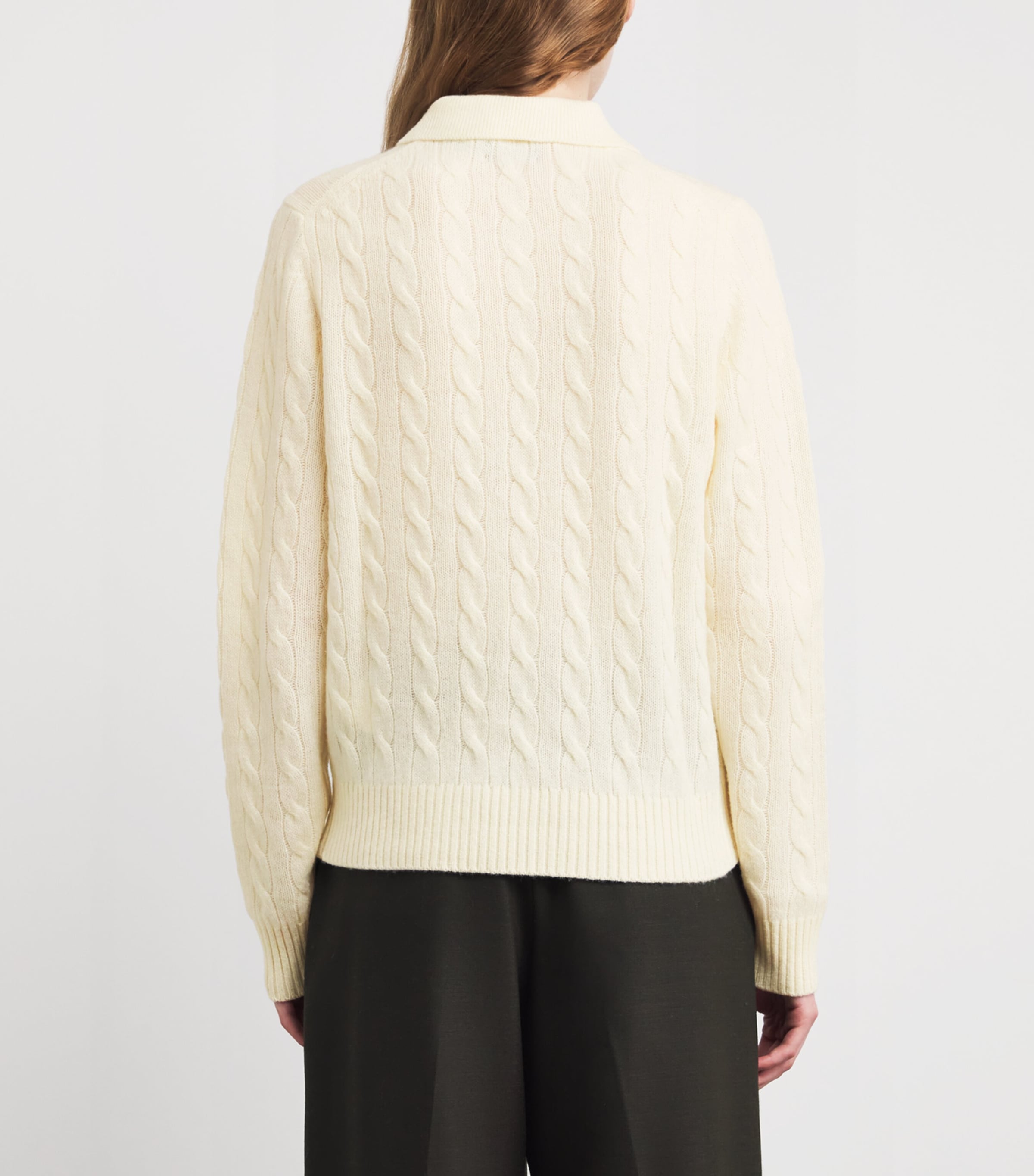 Wool-Cashmere Cable-Knit Polo Sweater AUTHENTIC CREAM Image 4