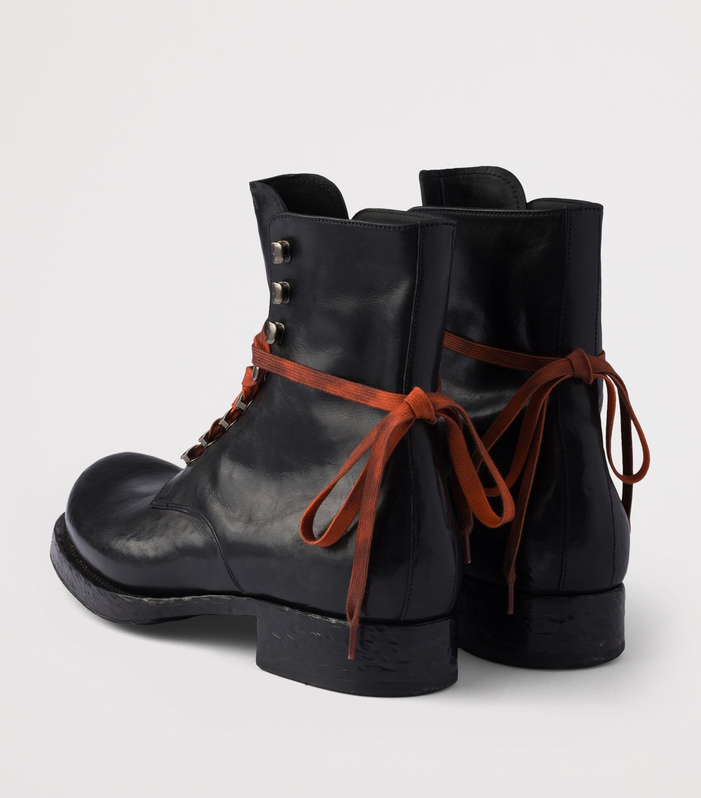 Prada Leather Lace-Up Ankle Boots Black Image 5