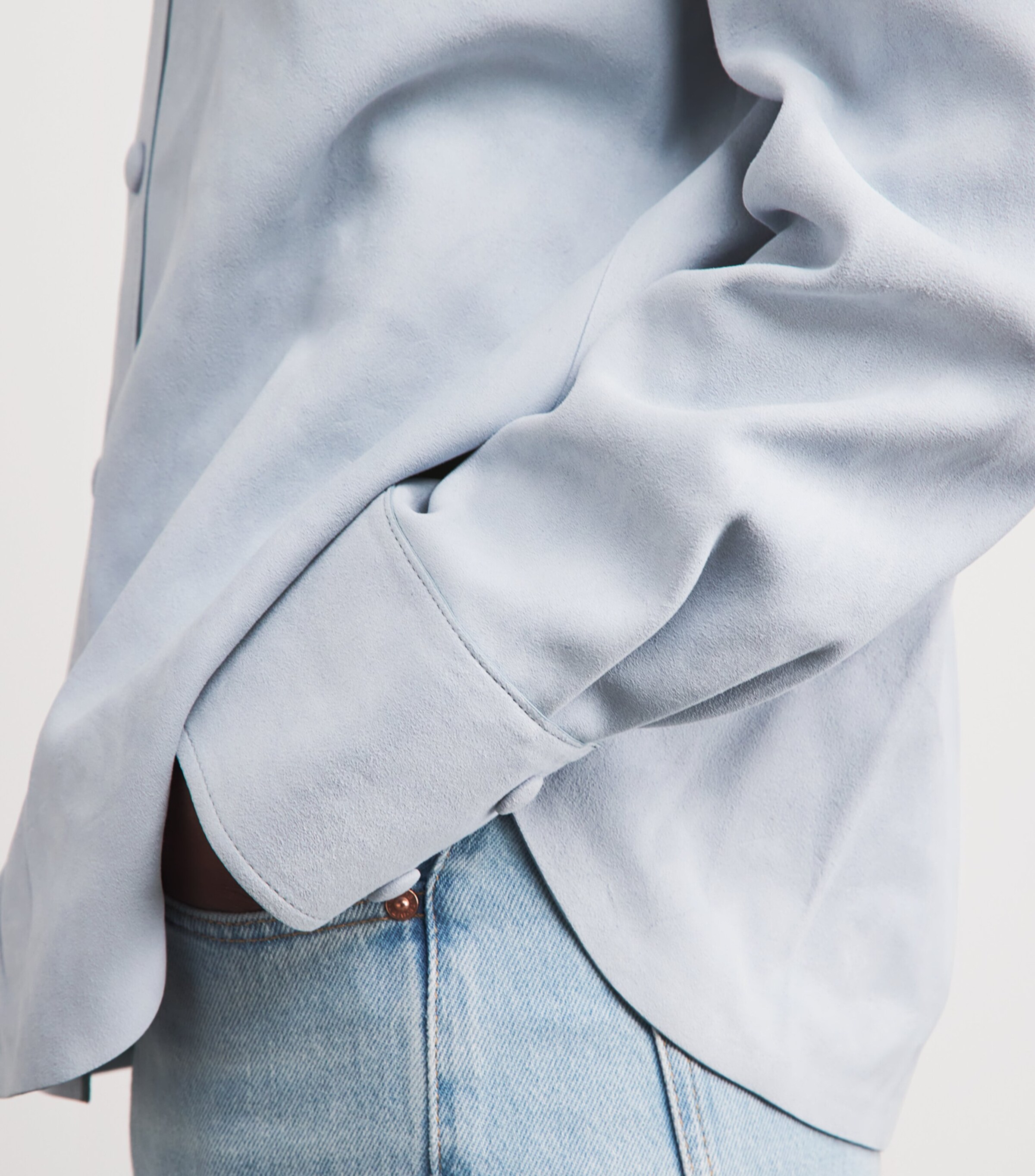 FRAME Womens Goat Suede Shirt Skyb Sky Blue Image 3