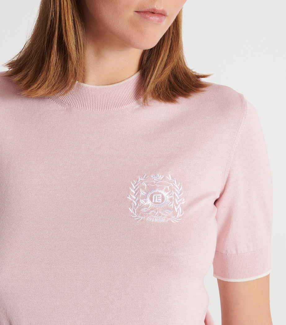 Silk-Cotton Embroidered Knit Top OIN ROSE/ BLANC Image 7