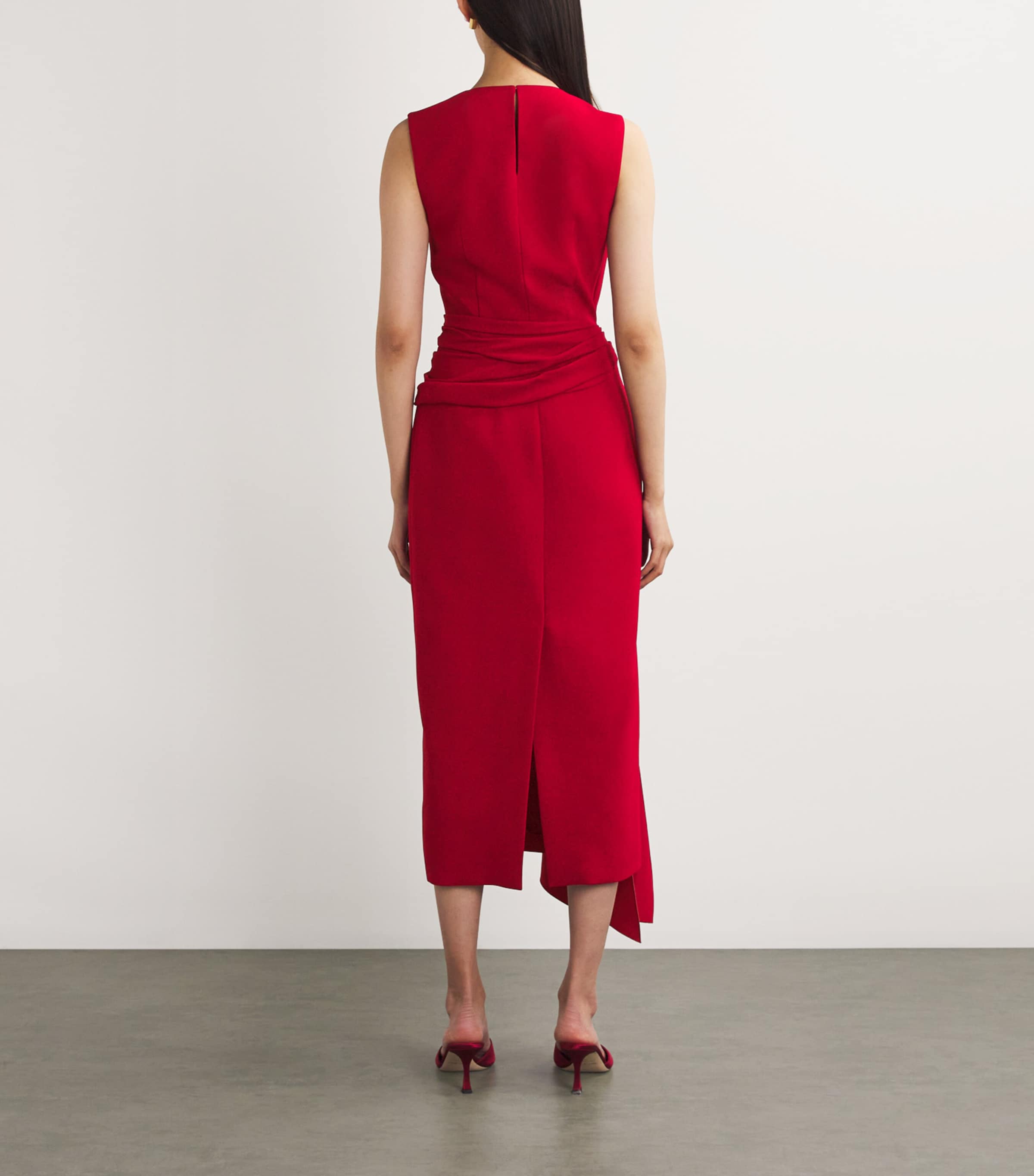 Roksanda Womens Elham Midi Dress Crimson /celadon Image 3