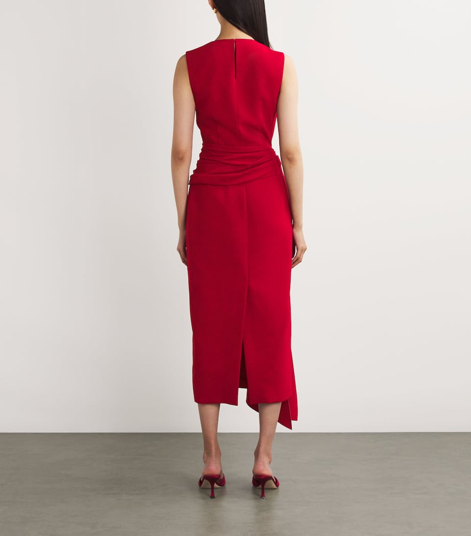 Roksanda Womens Elham Midi Dress Crimson /celadon Image 3