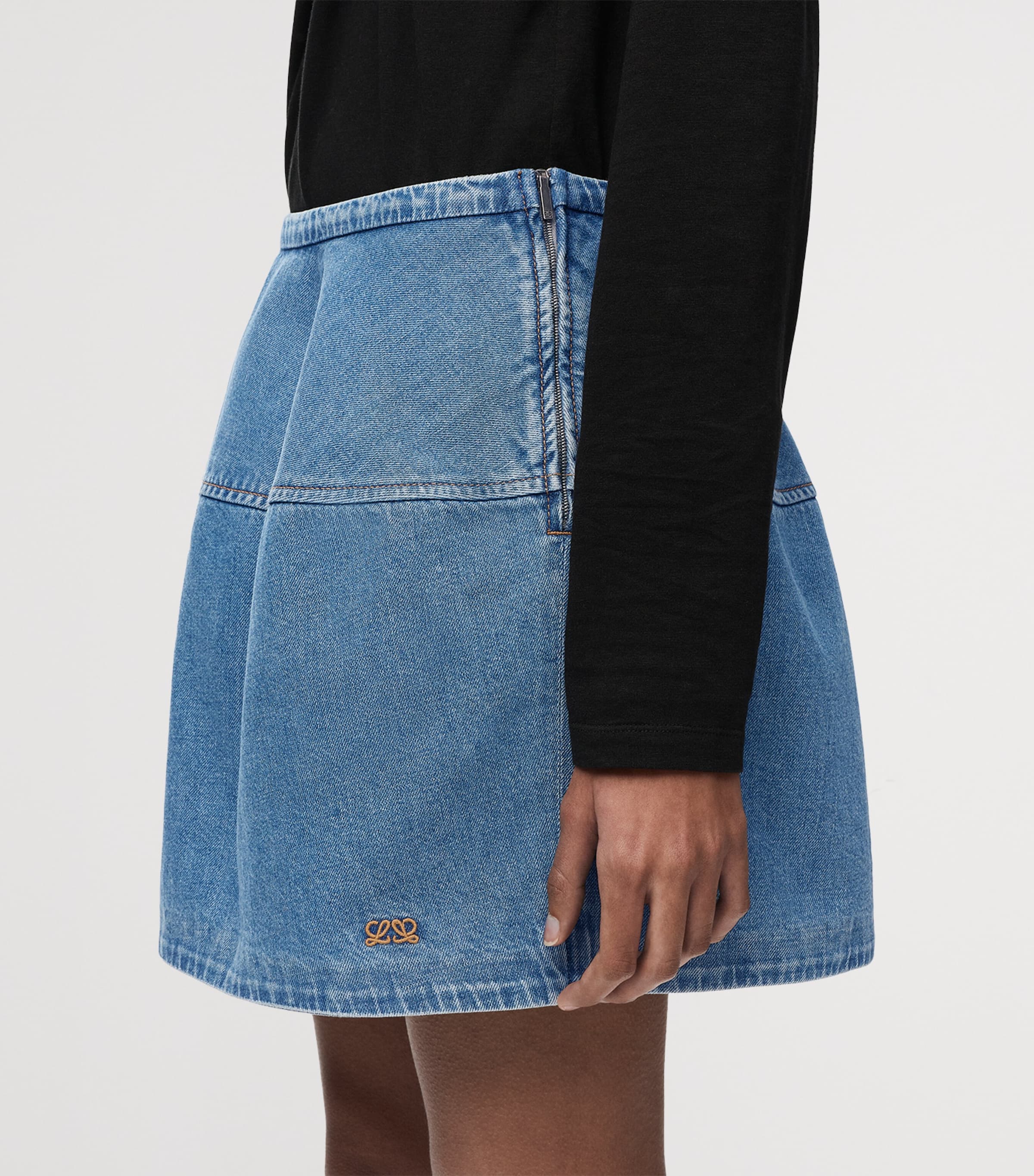 LOEWE Womens Balloon Denim Mini Skirt Light Blue Image 5