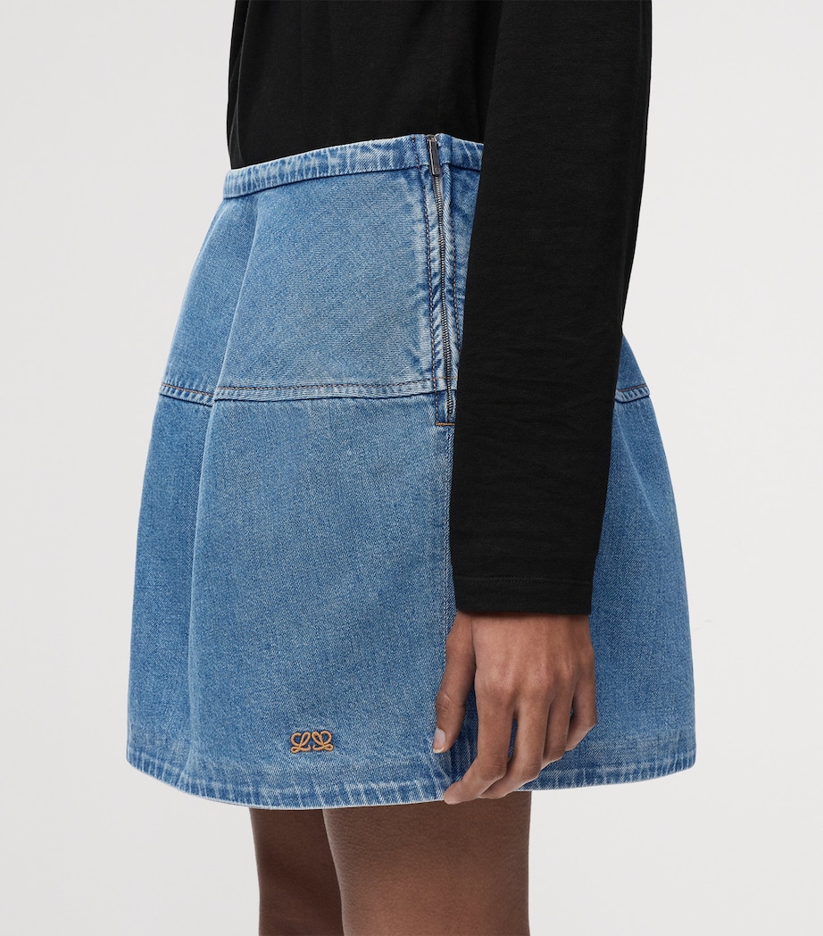 LOEWE Womens Balloon Denim Mini Skirt Light Blue Image 5