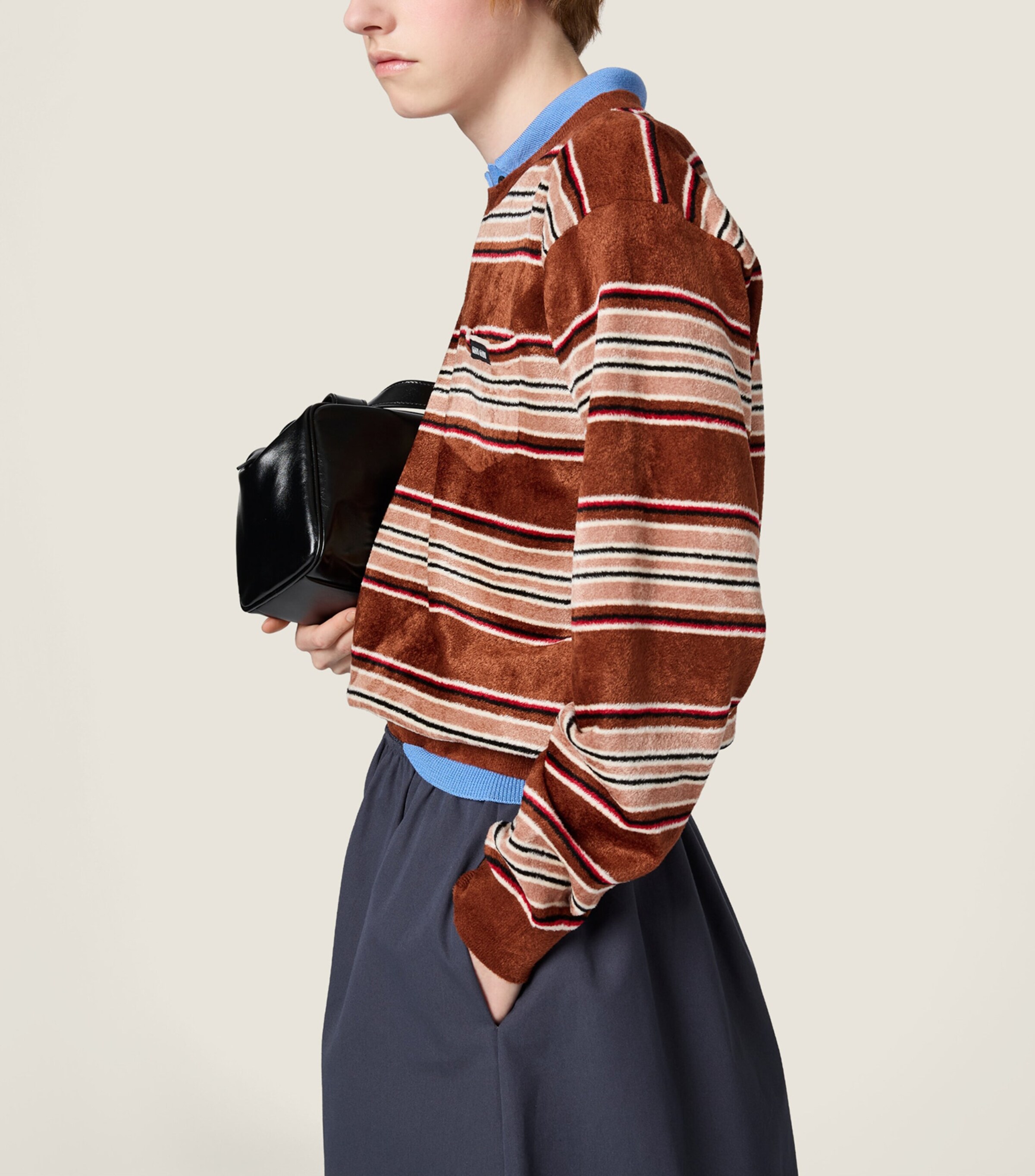 Miu Miu Womens Chenille Stripe Sweater Image 6