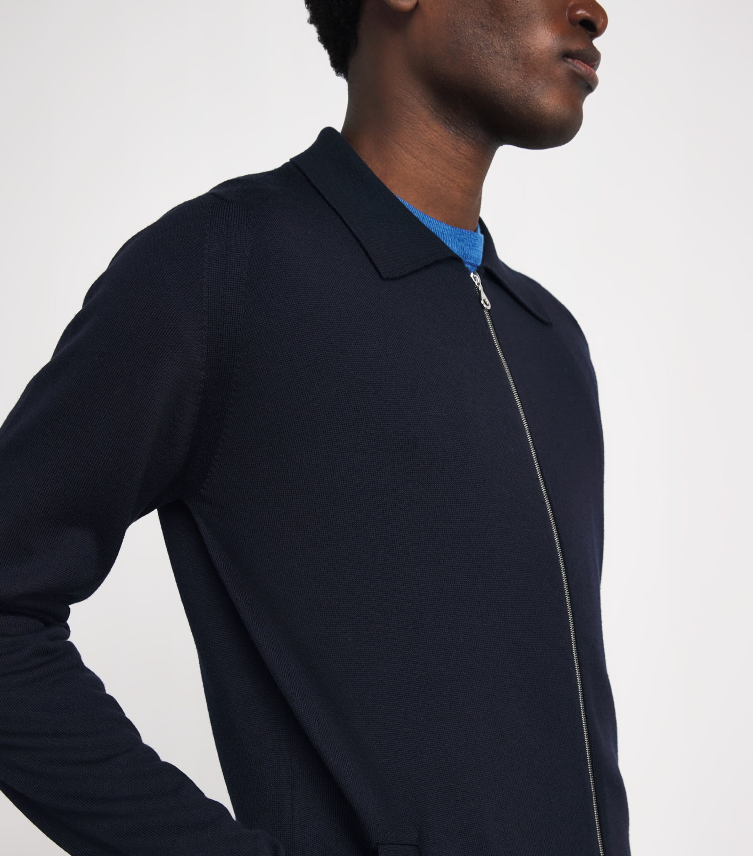 John Smedley Mens Merino Wool Hybrid Overshirt Midnight Image 6