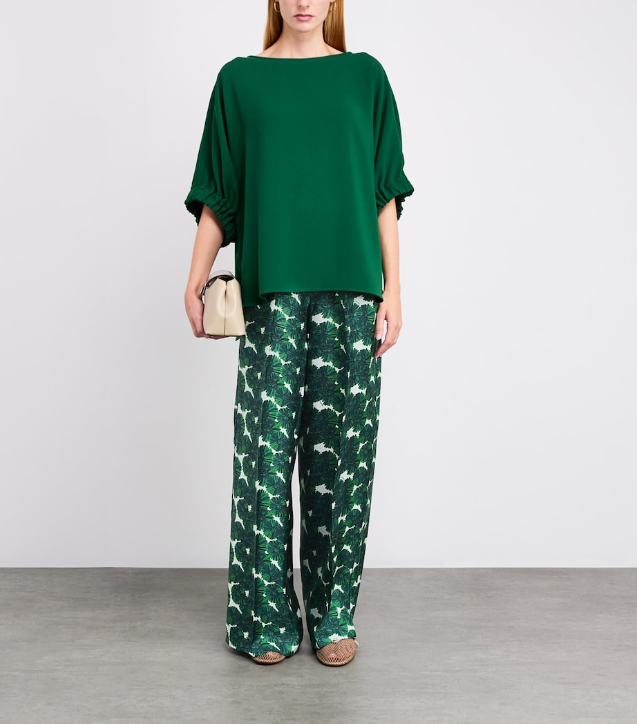 Silk Printed Trousers EMERALD Image 2