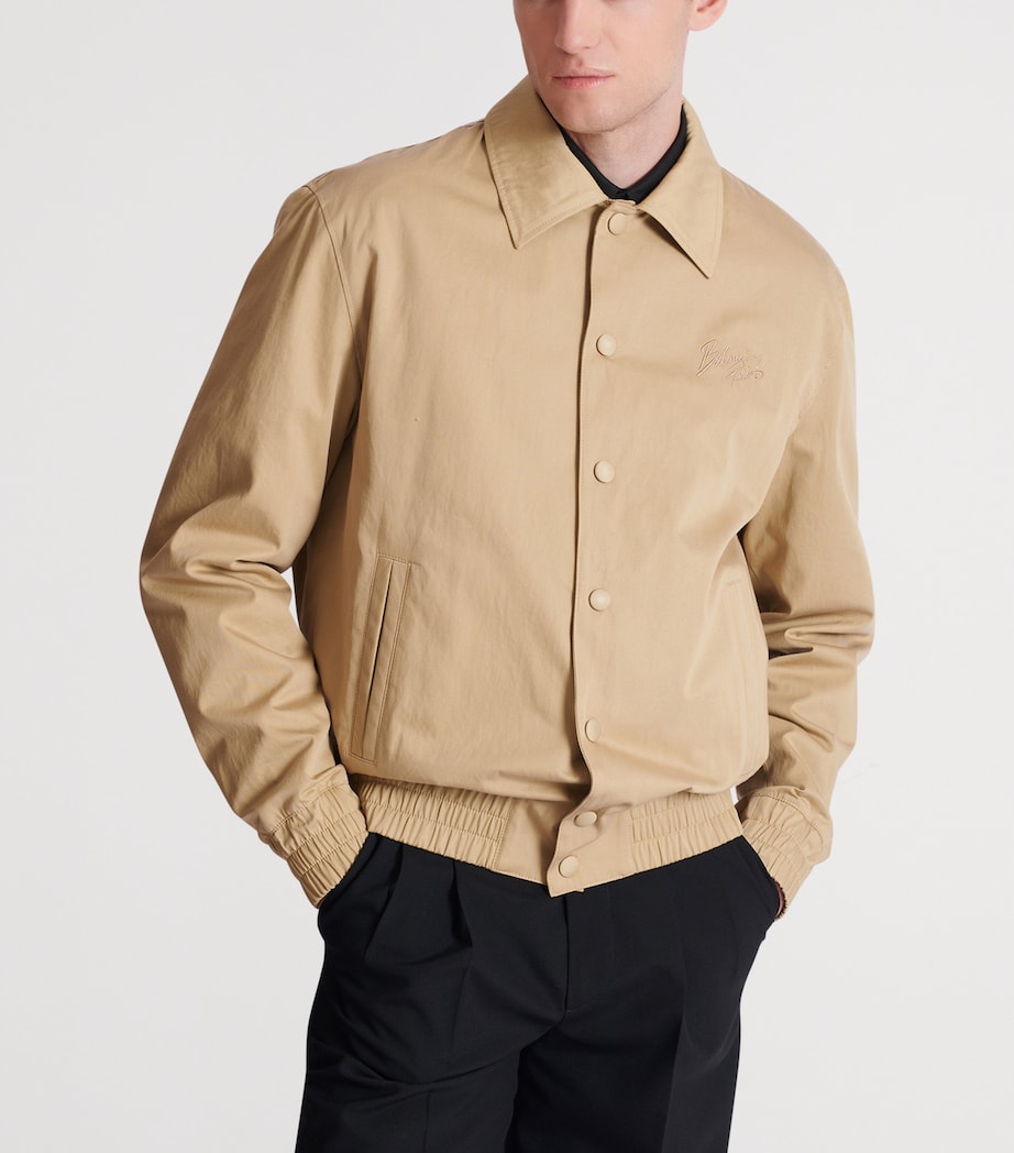 Cotton Embroidered Bomber Jacket 0FK BEIGE Image 5