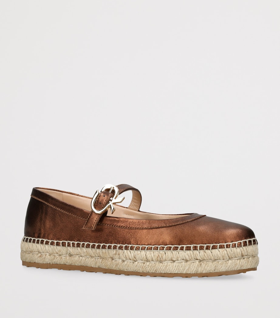 Gianvito Rossi Leather Elda Ballet Flats Dark Brown Image 3