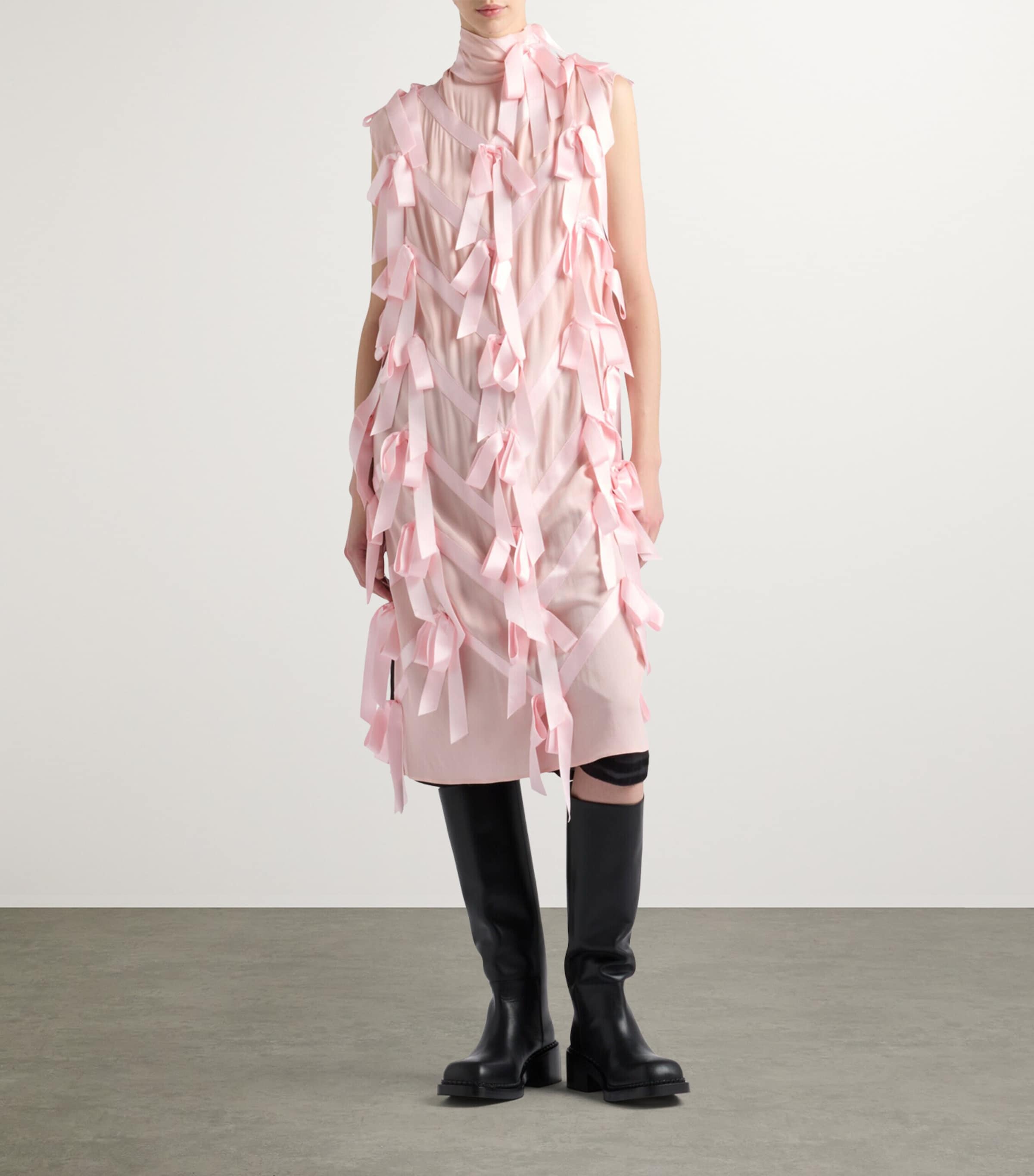 Prada Womens Bow-Detail Midi Dress Image 2