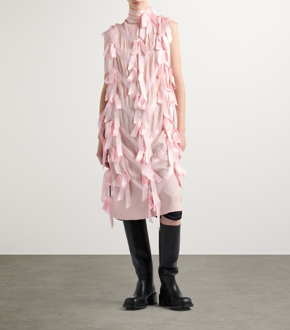 Prada Womens Bow-Detail Midi Dress Image 2