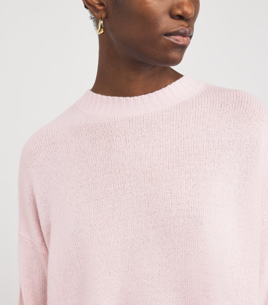 Allude Womens Cashmere Crew-Neck Sweater Pink Image 6